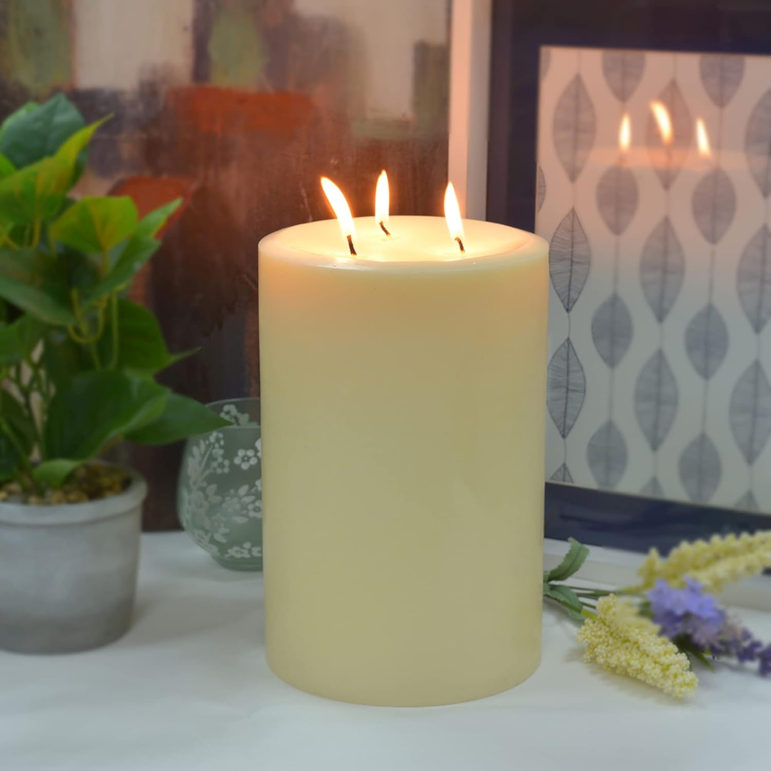 9 Inch Ivory Pillar Candle by Jeco