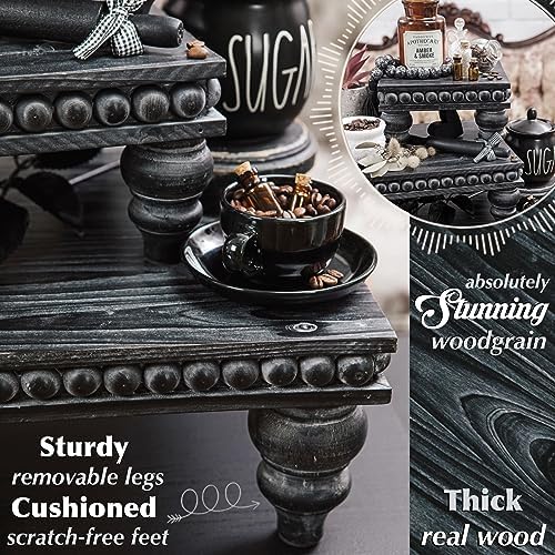 Gothic Black Wooden Tiered Tray Set of 3
