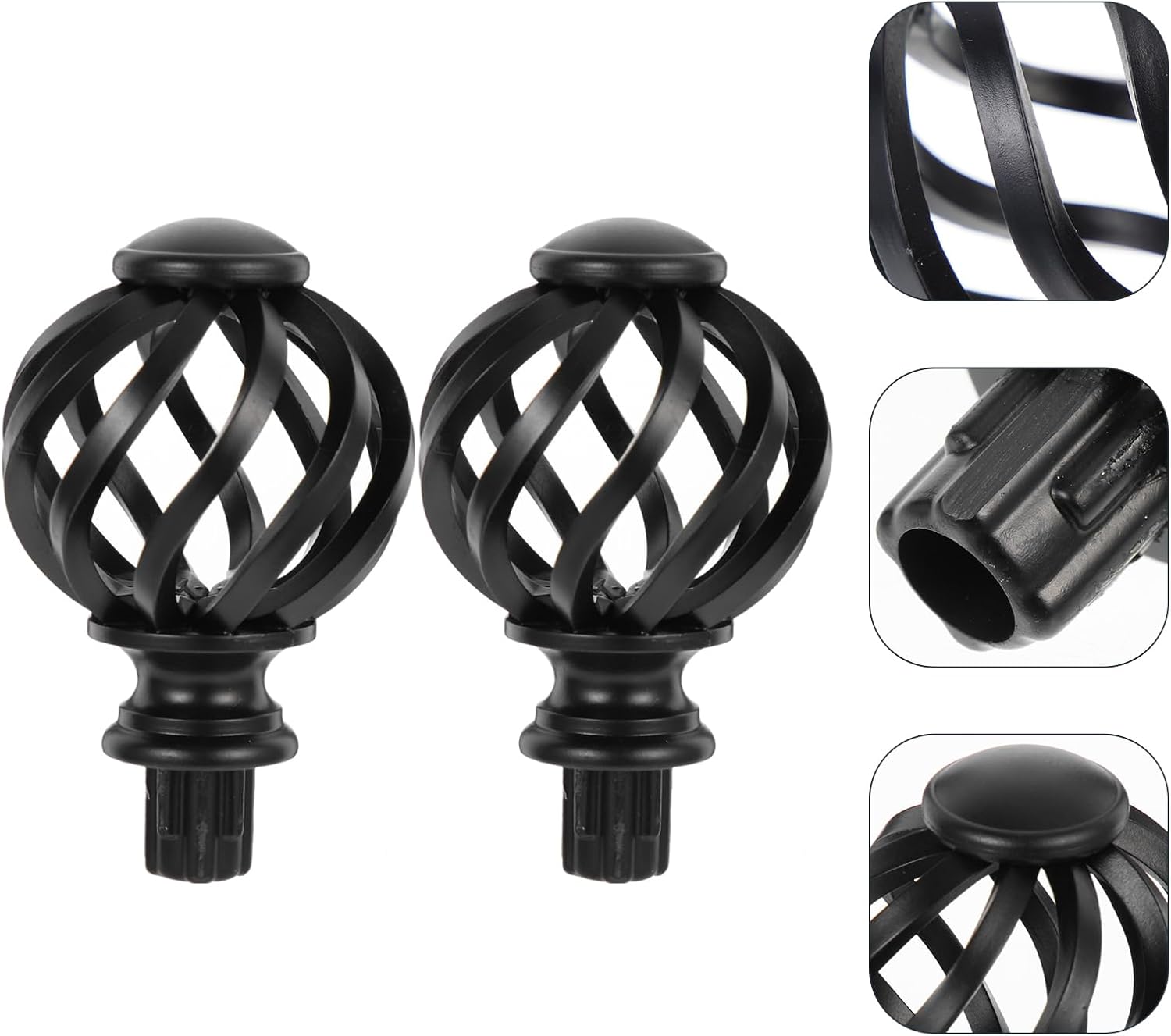 IMIKEYA 4 Pcs Diamond Finials Curtain Rod Ends