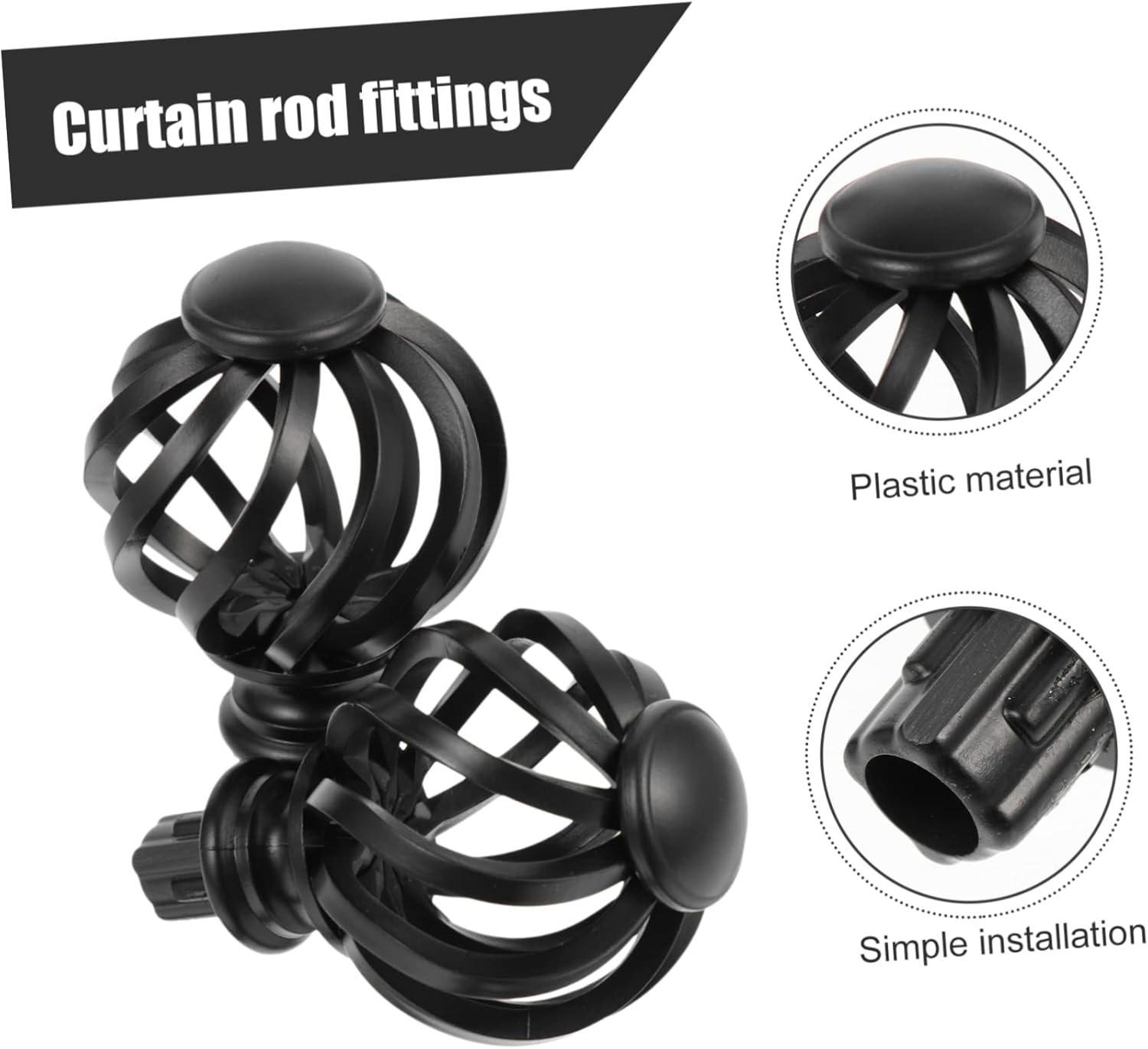 ABOOFAN 2pcs Crystal Plastic Curtain Rod Ends
