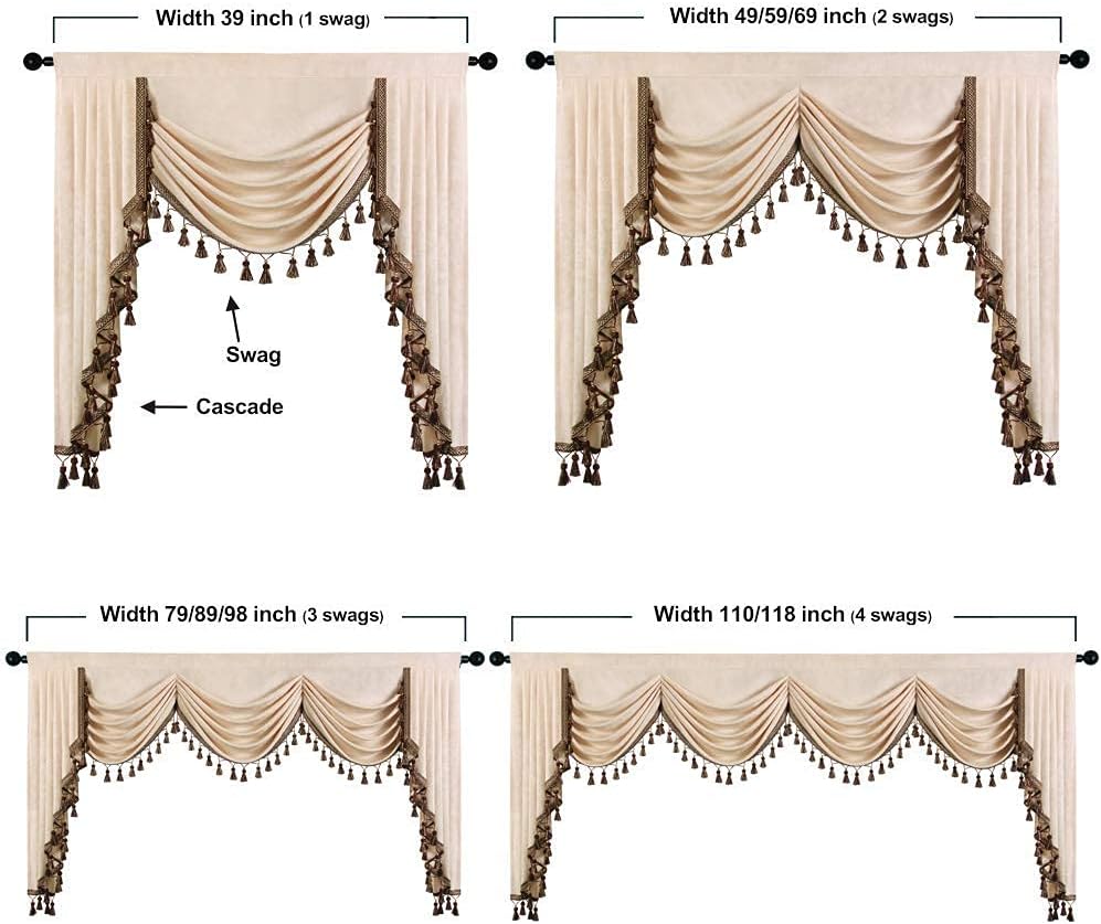 ELKCA Beige Chenille Valance for Living Room and Bedroom