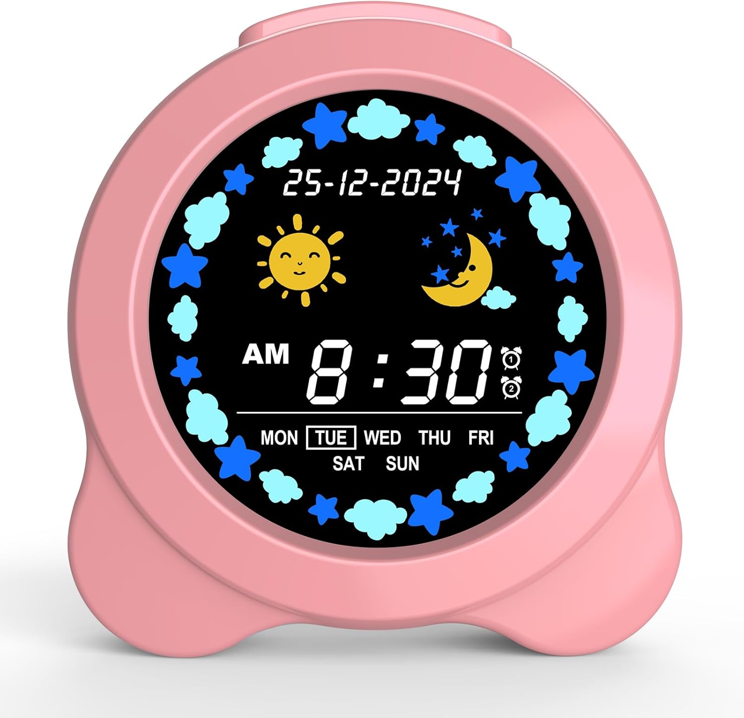 Kids Alarm Clock with Sun Moon LED Display and Sleep Sounds