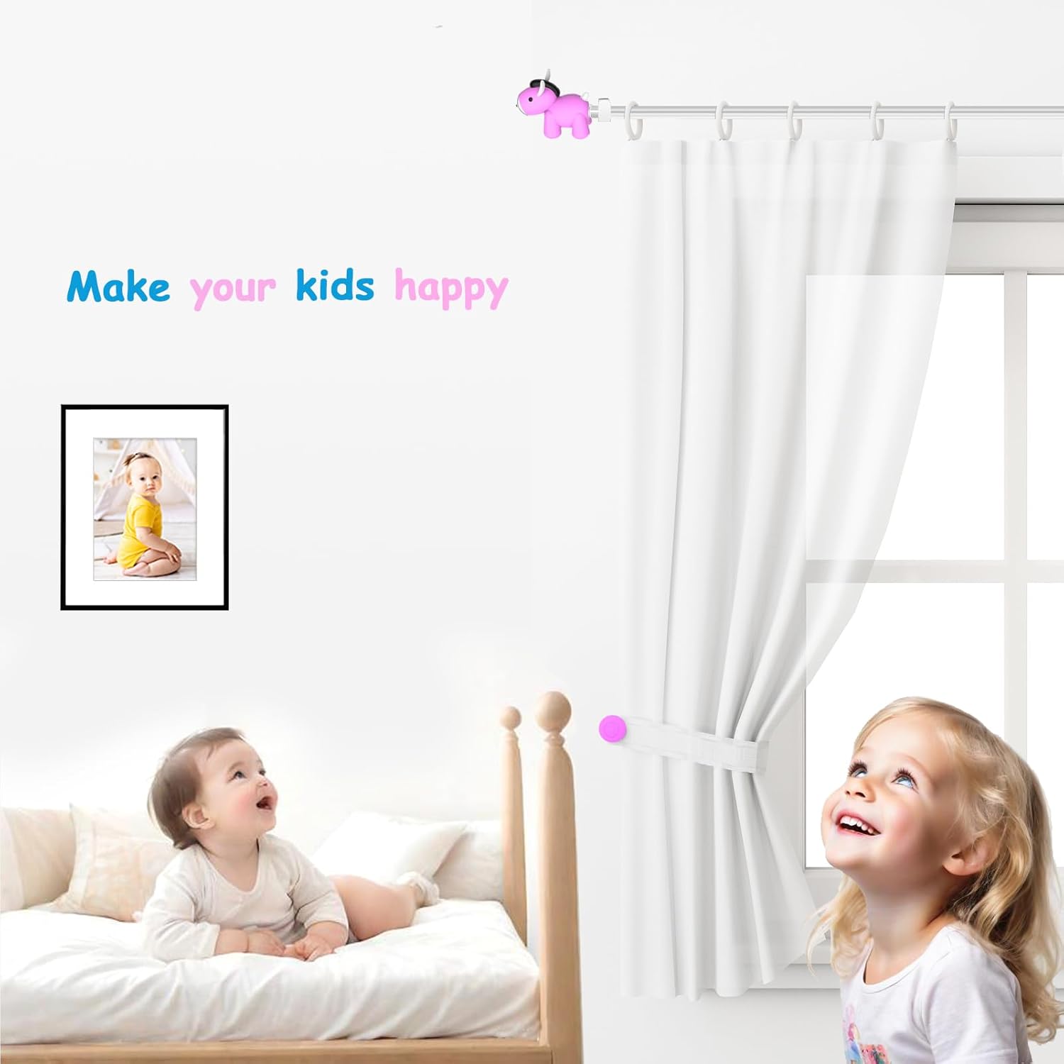 Cute Horse Curtain Rod Finials for Kids Bedroom