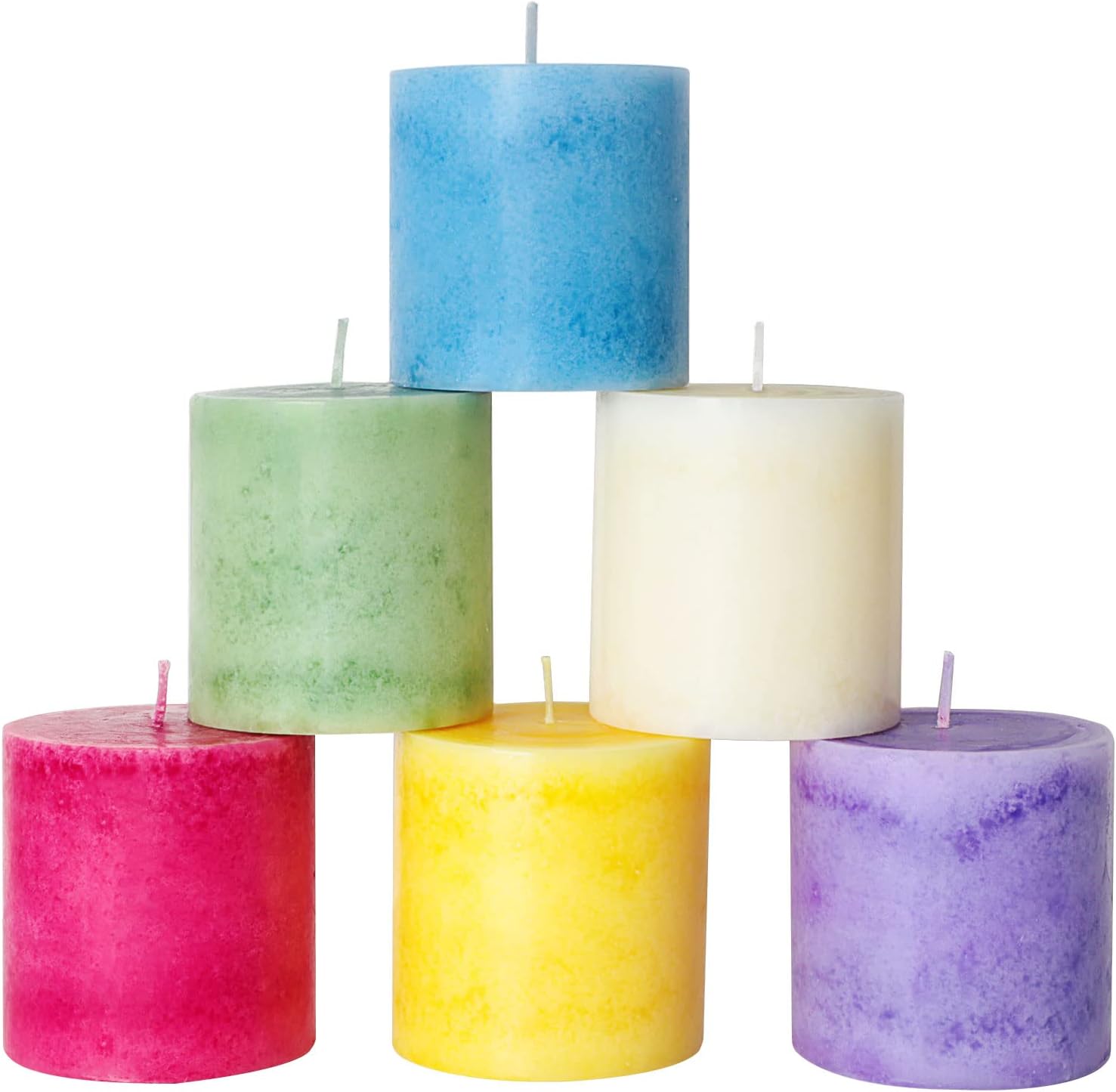 Decorative Pillar Scented Candles Set of 6 with 6 Scents