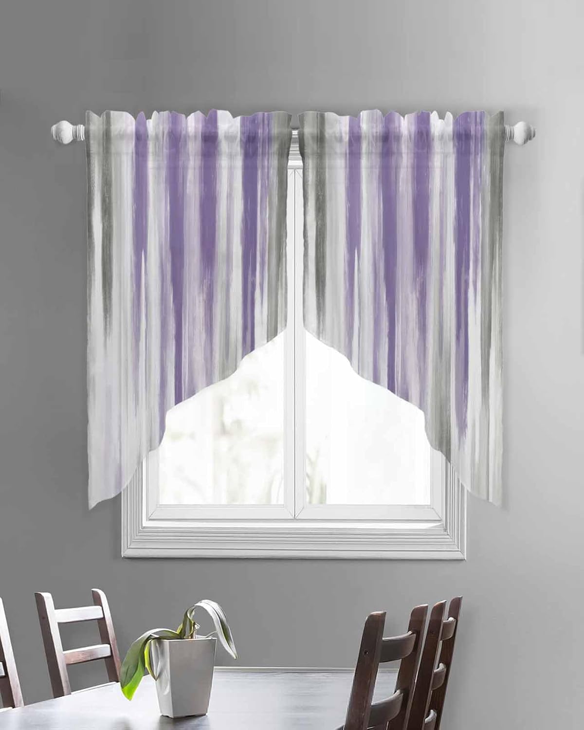 Purple Gray Swag Curtain Valance for Small Windows