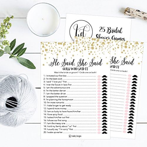 Hadley Designs Gold Bridal Shower Games for 25 Guests 1