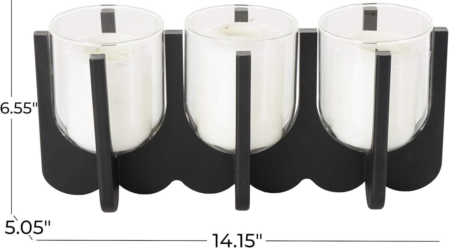 Deco 79 Black Wood 3 Slot Candle Holder