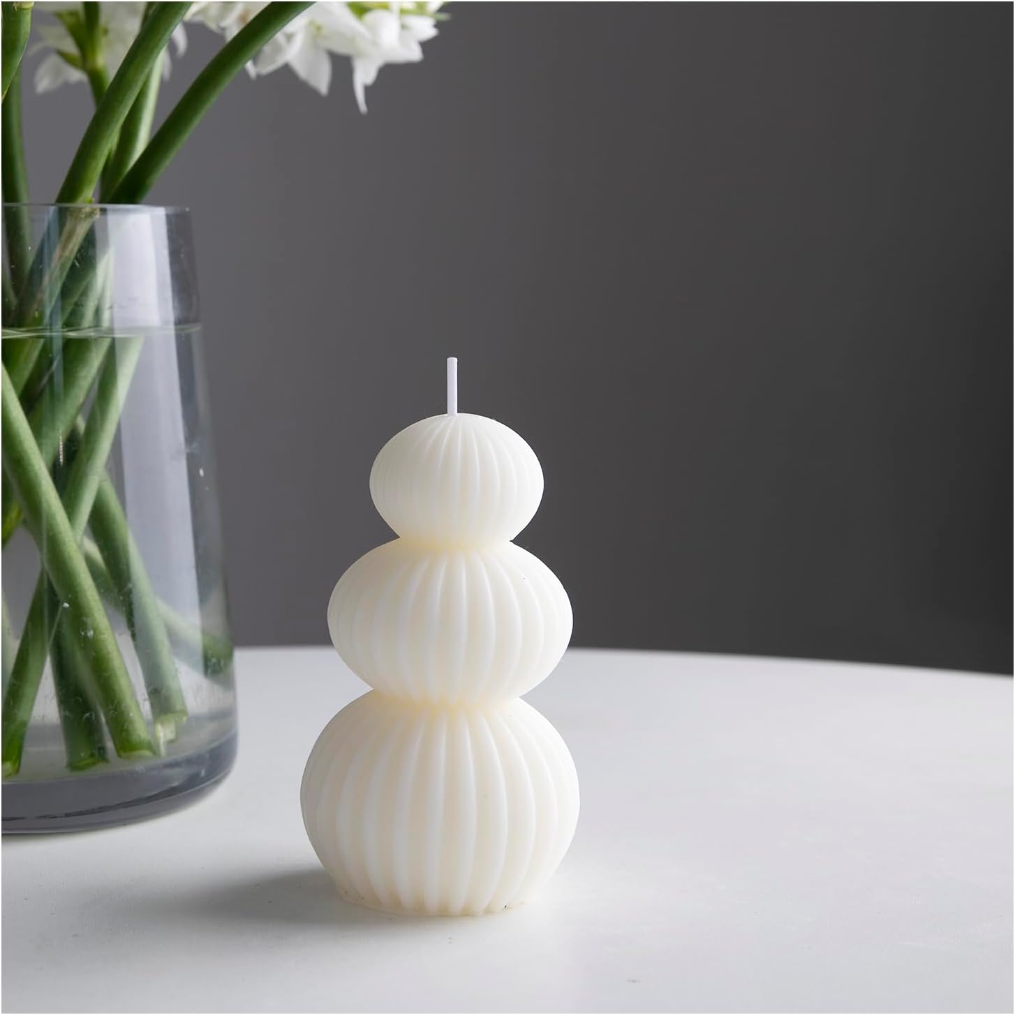 4 Pcs Ribbed Pillar Candles with Modern Aesthetic Design