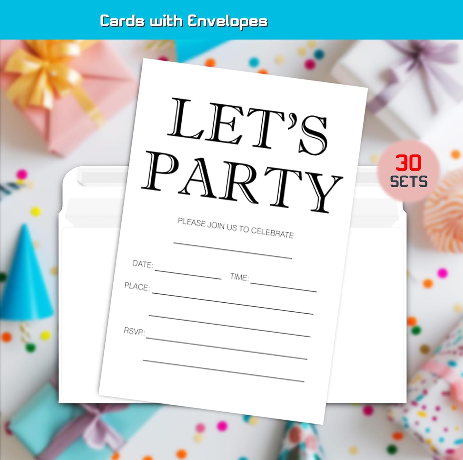 Lets Party Birthday Invitations for Kids Boys Girls