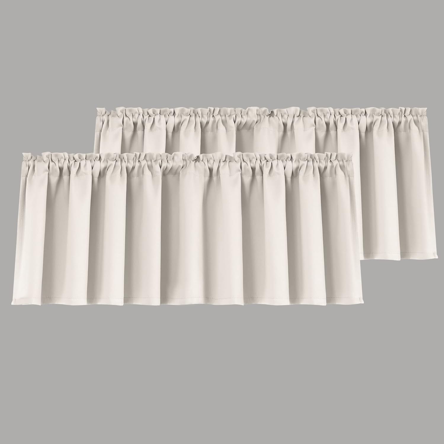 MrsNaturall Beige Valance Curtains 3 Panels 36x16 Inches