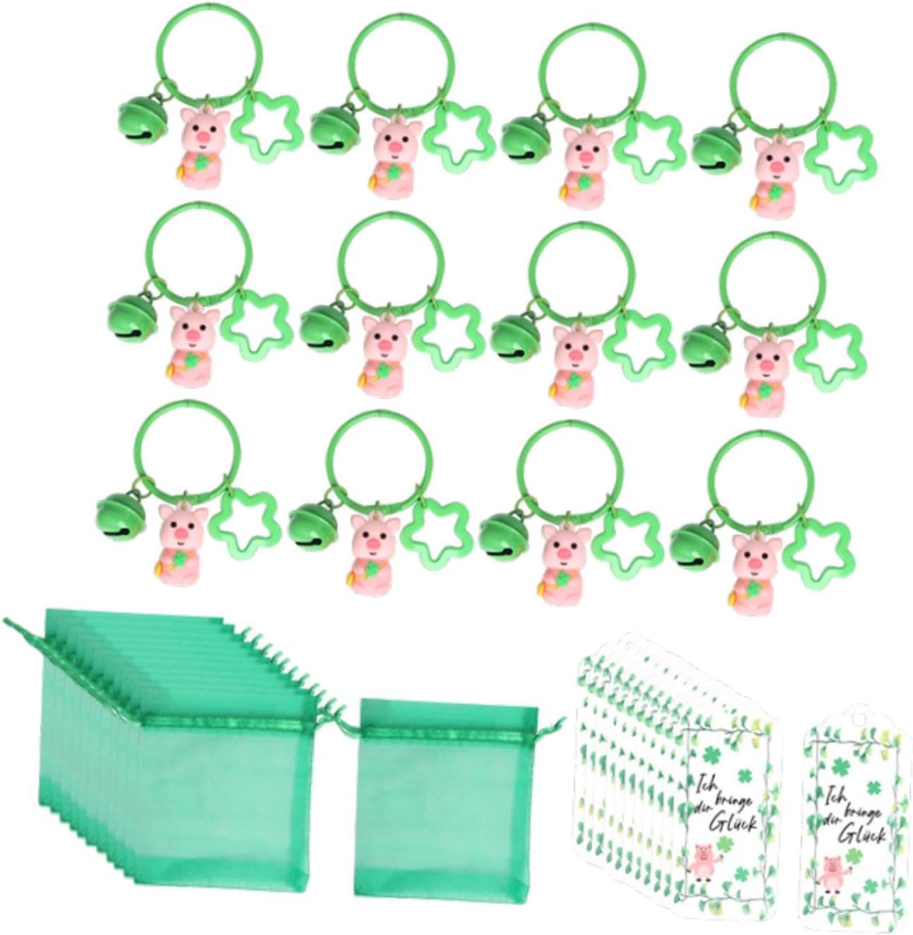 12 Piece St Patrick Day Keychain Party Favor Set