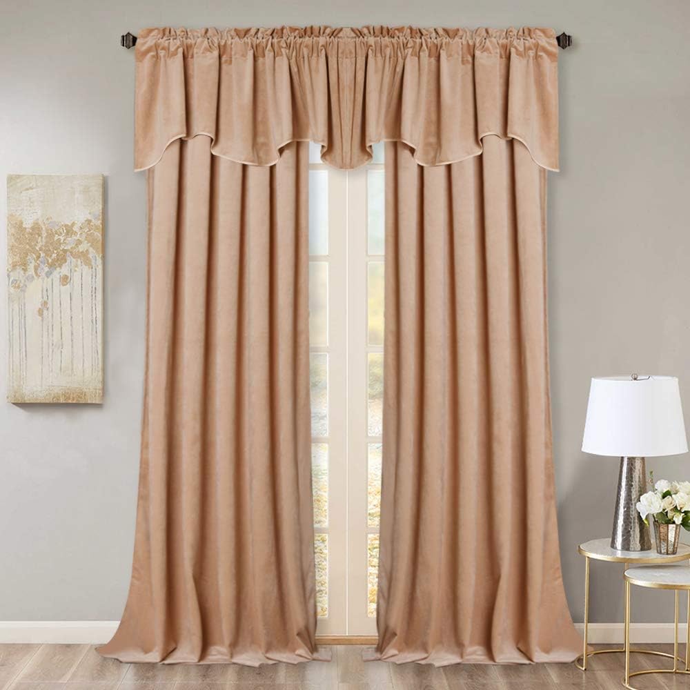 StangH Blush Velvet Valance Curtain - 52x18 Inches 1 Panel