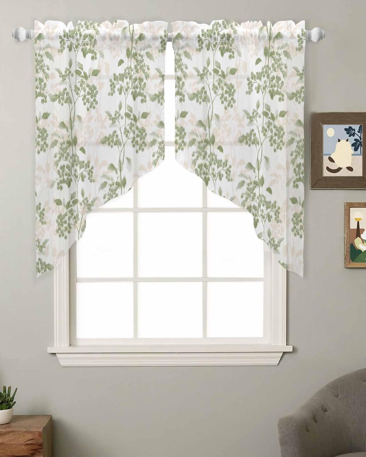 Sage Green Wildflower Panels Curtains Set 72x45 Inch