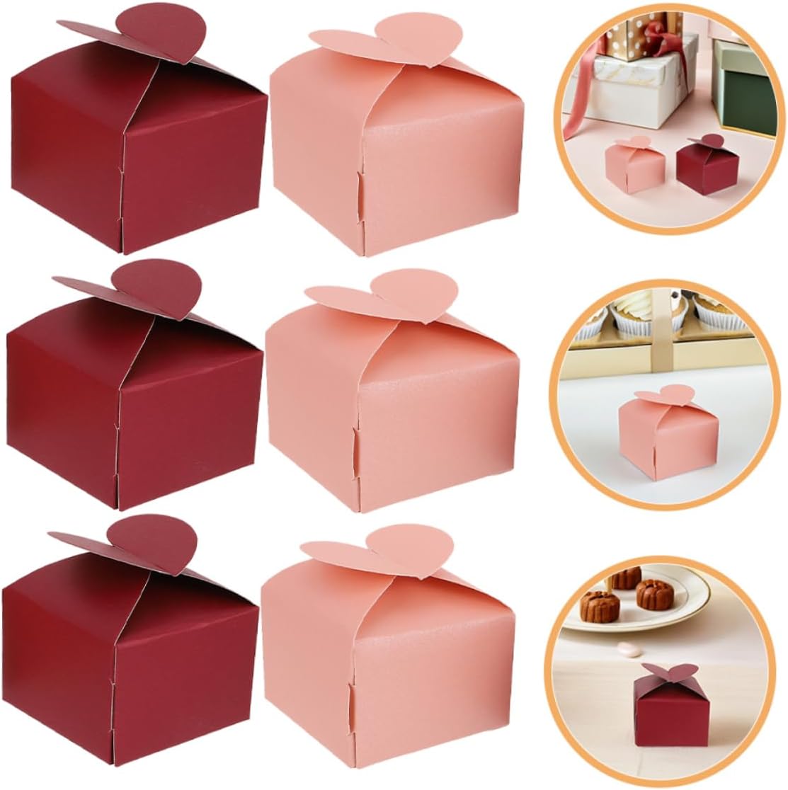 Cabilock 100pcs Heart Shaped Favor Boxes for Parties and Weddings