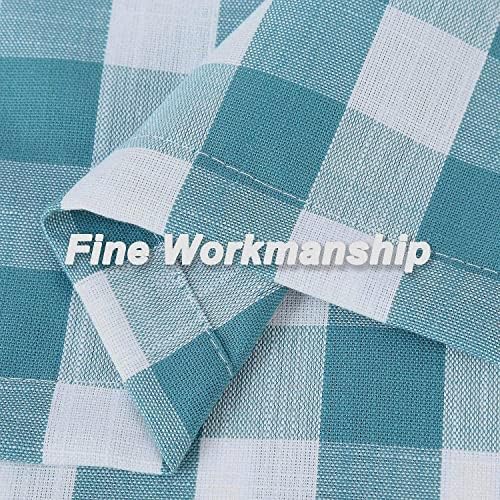 Teal Dark Blue Buffalo Check Valance Curtains 55x15