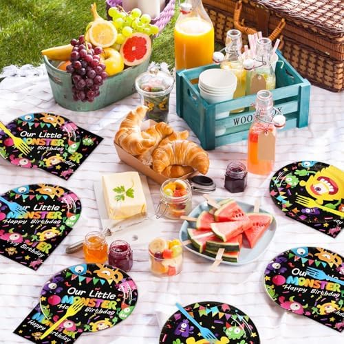 Monster Plates and Napkins Party Kit - 96 Pcs for 24 Guests