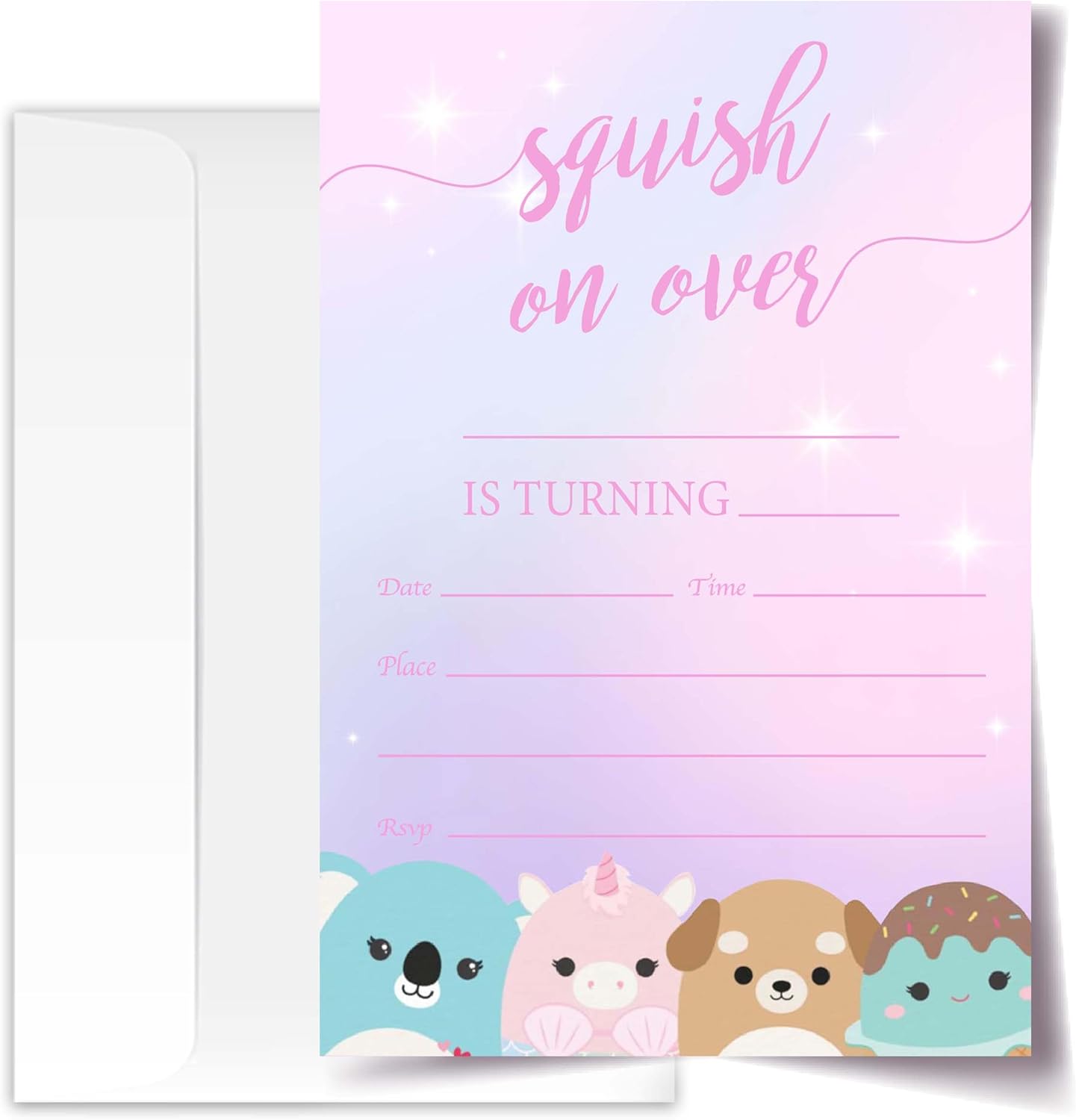 Squish Birthday Invitations with Envelopes Pack of 20 4x6