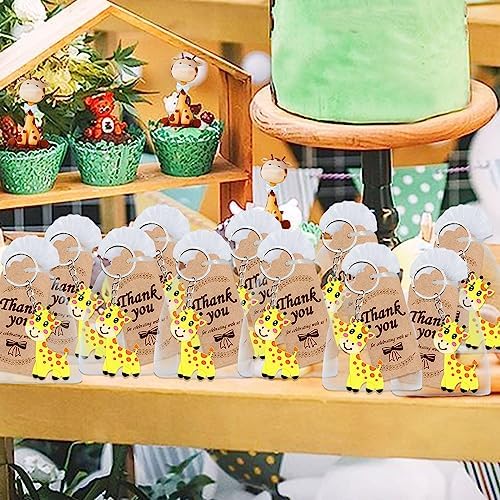 24 Pack Giraffe Keyrings Safari Party Favor