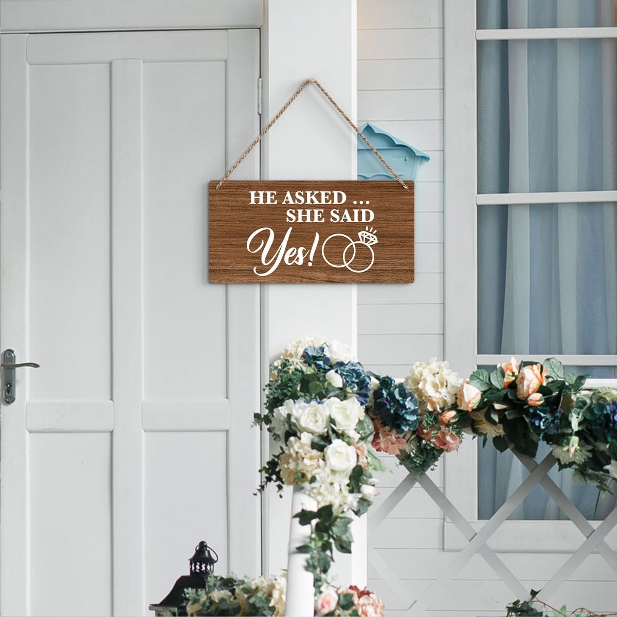 Bellowdeer Rustic Wedding Sign She Said Yes 12x6 Inches Brown