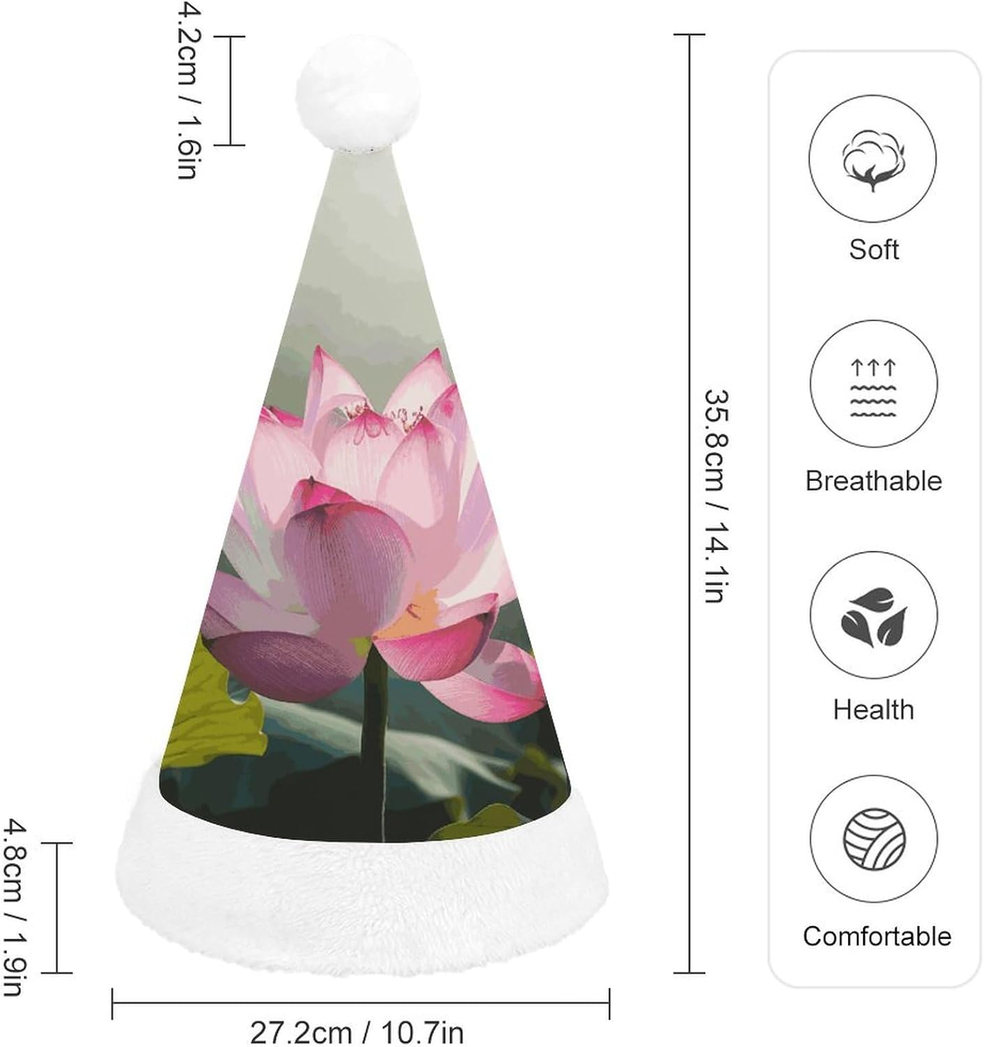 Christmas Santa Hat for Adults with Flower Decor