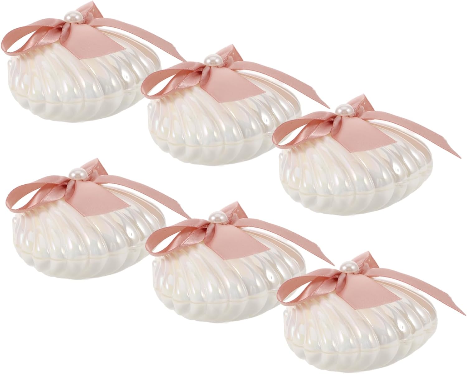 PRETYZOOM 12pcs Seashell Candy Boxes with Ribbons for Weddings and Parties