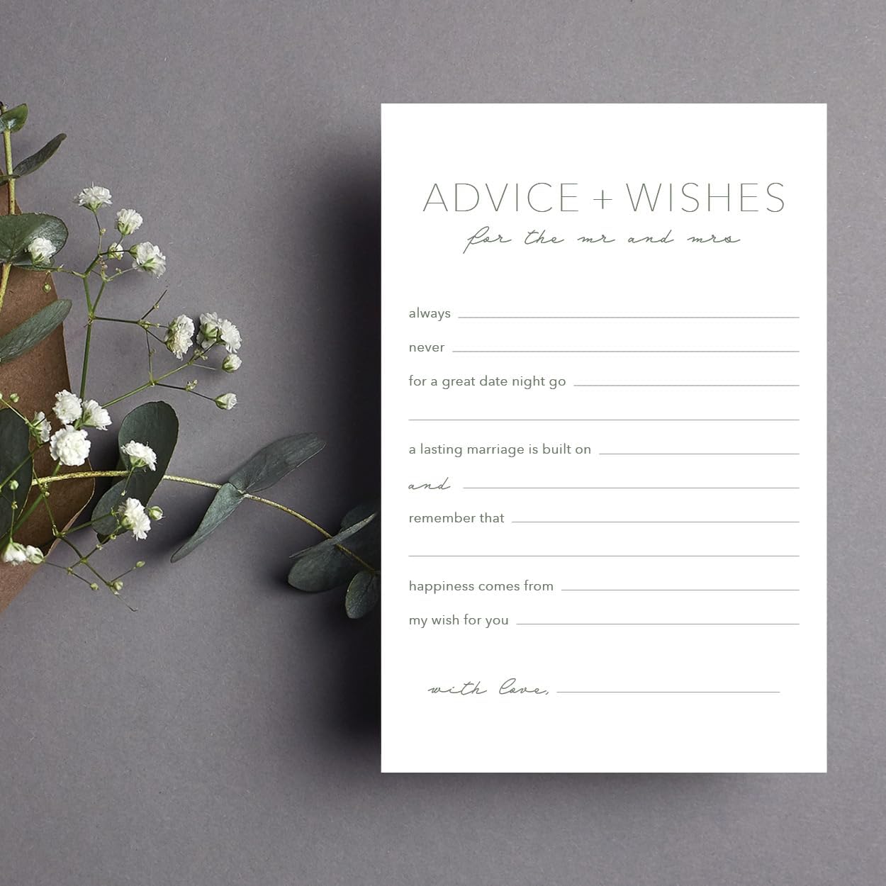 CARDAMONOLY Advice and Wishes Cards for Wedding Decorations