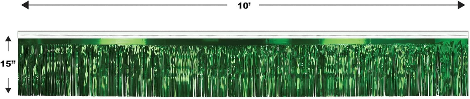 Beistle Green Metallic Fringe Table Skirt 30x14
