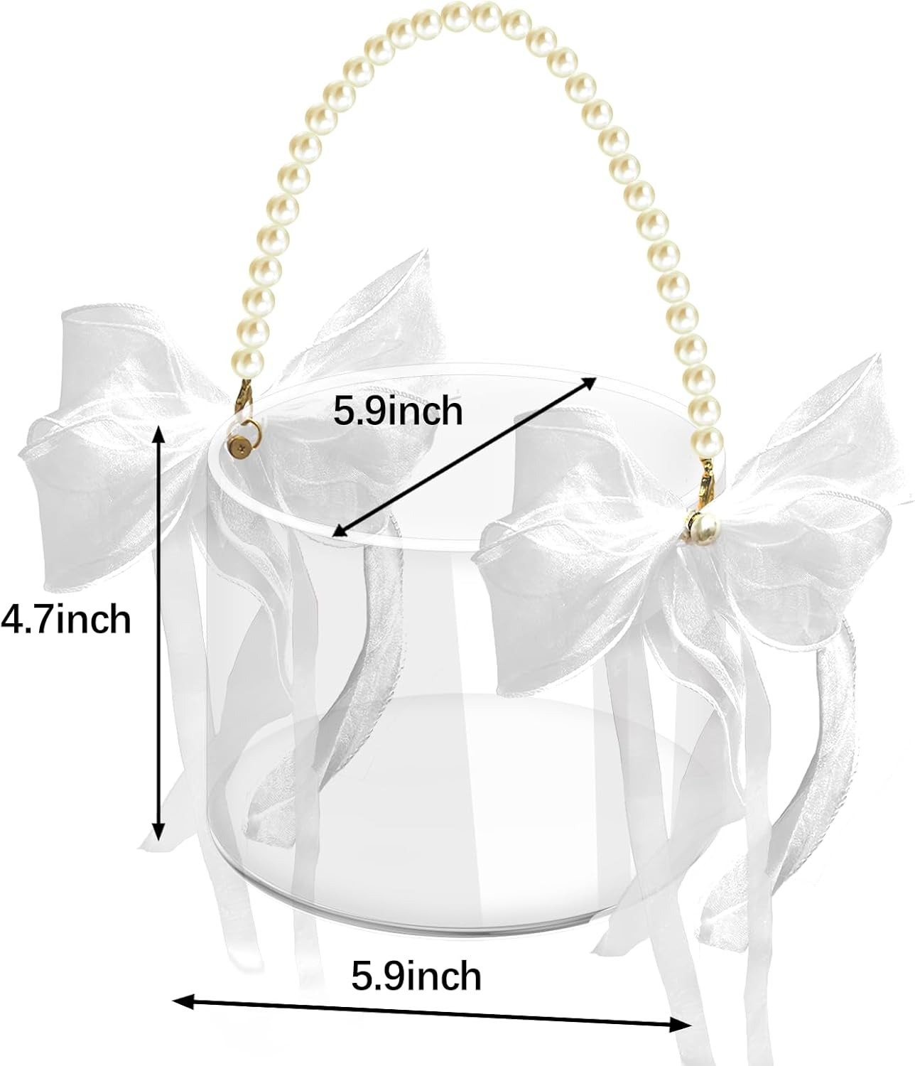 Clear Acrylic Flower Girl Basket with Pearl Handle