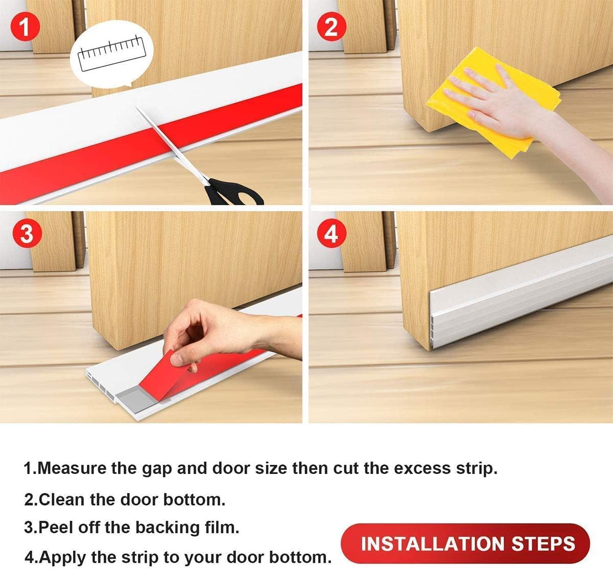 Suptikes 2 Pack Door Draft Stopper White 18x37 Inches