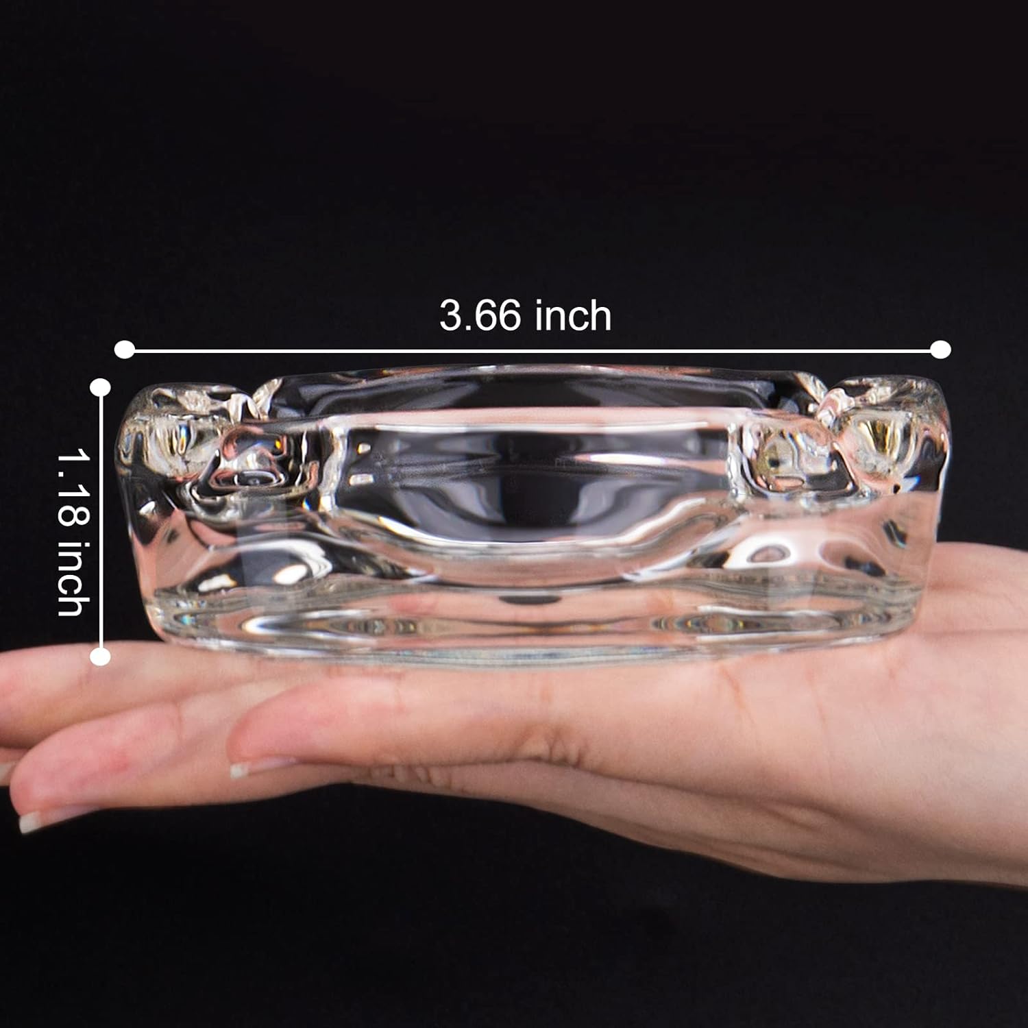 Glass Ashtray Square Transparent Elegant Home Use