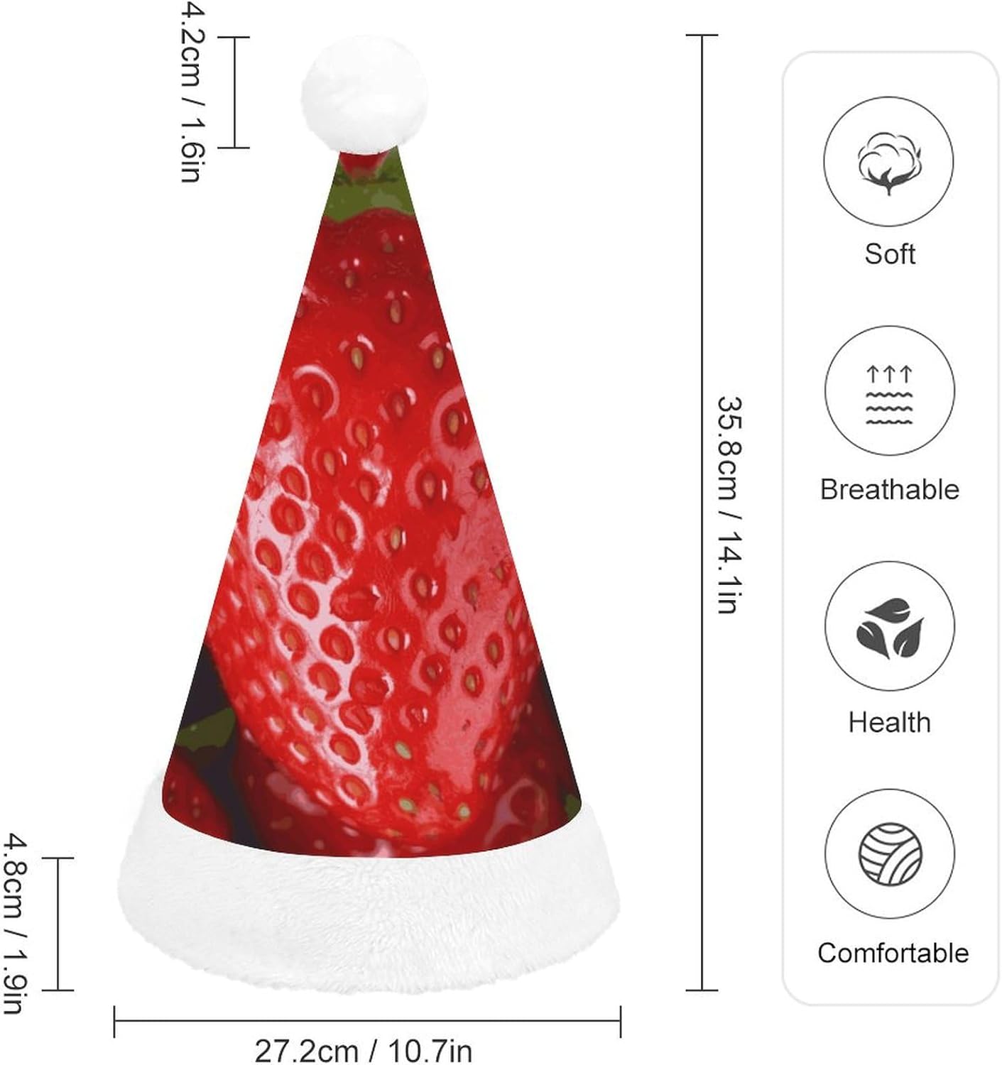 NWGHM Red Strawberry Santa Christmas Hat for Adults