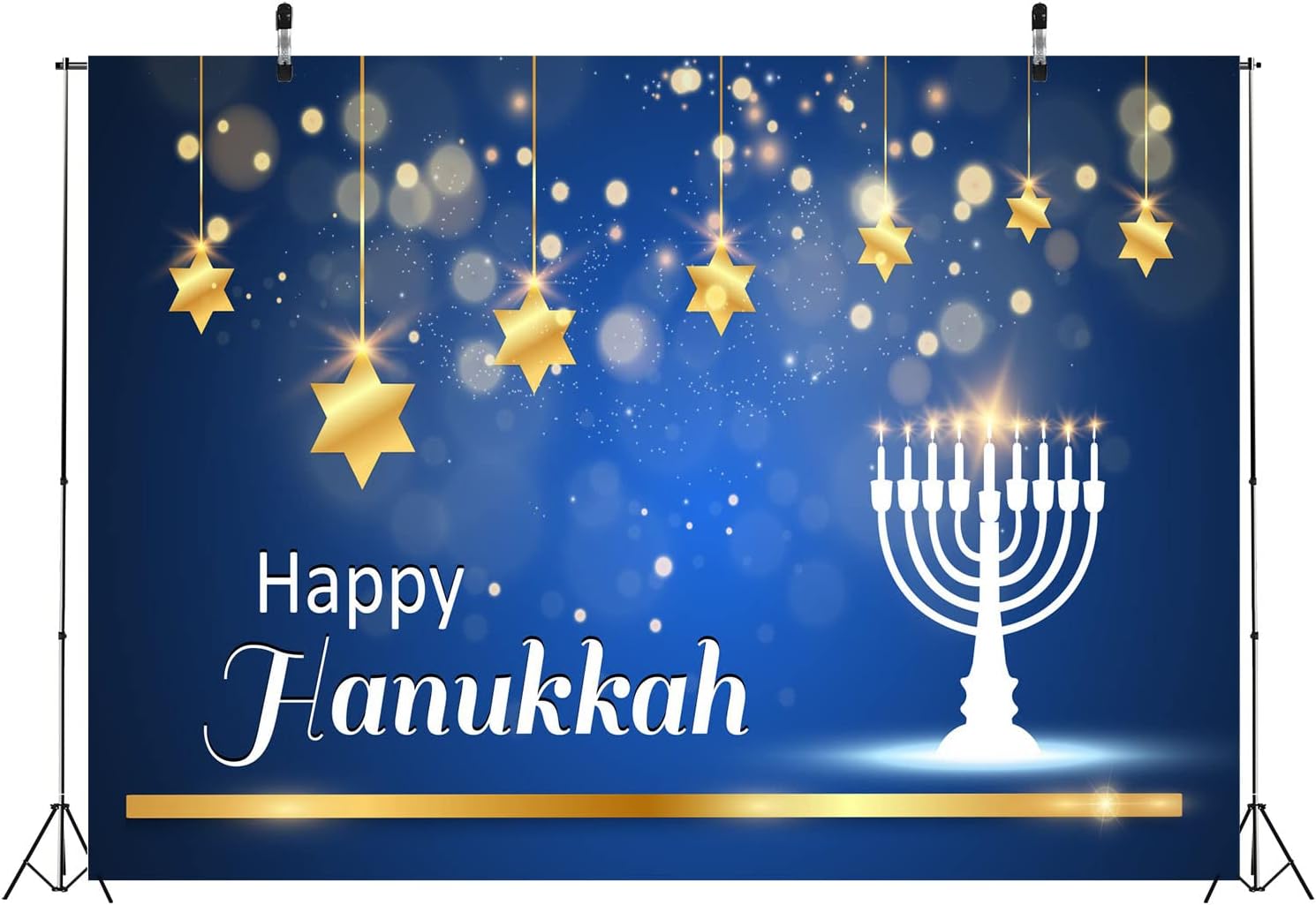 CORFOTO 8x6ft Blue Hanukkah Party Backdrop