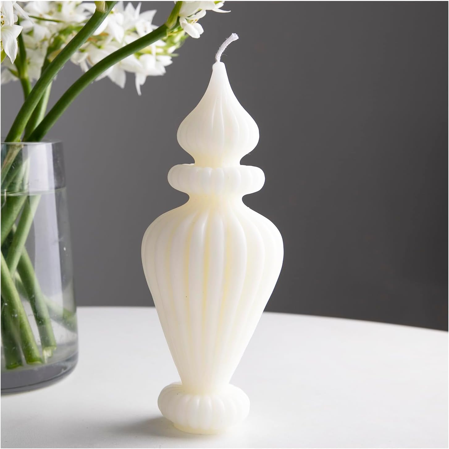 4 Pcs Ribbed Pillar Candles with Modern Aesthetic Design