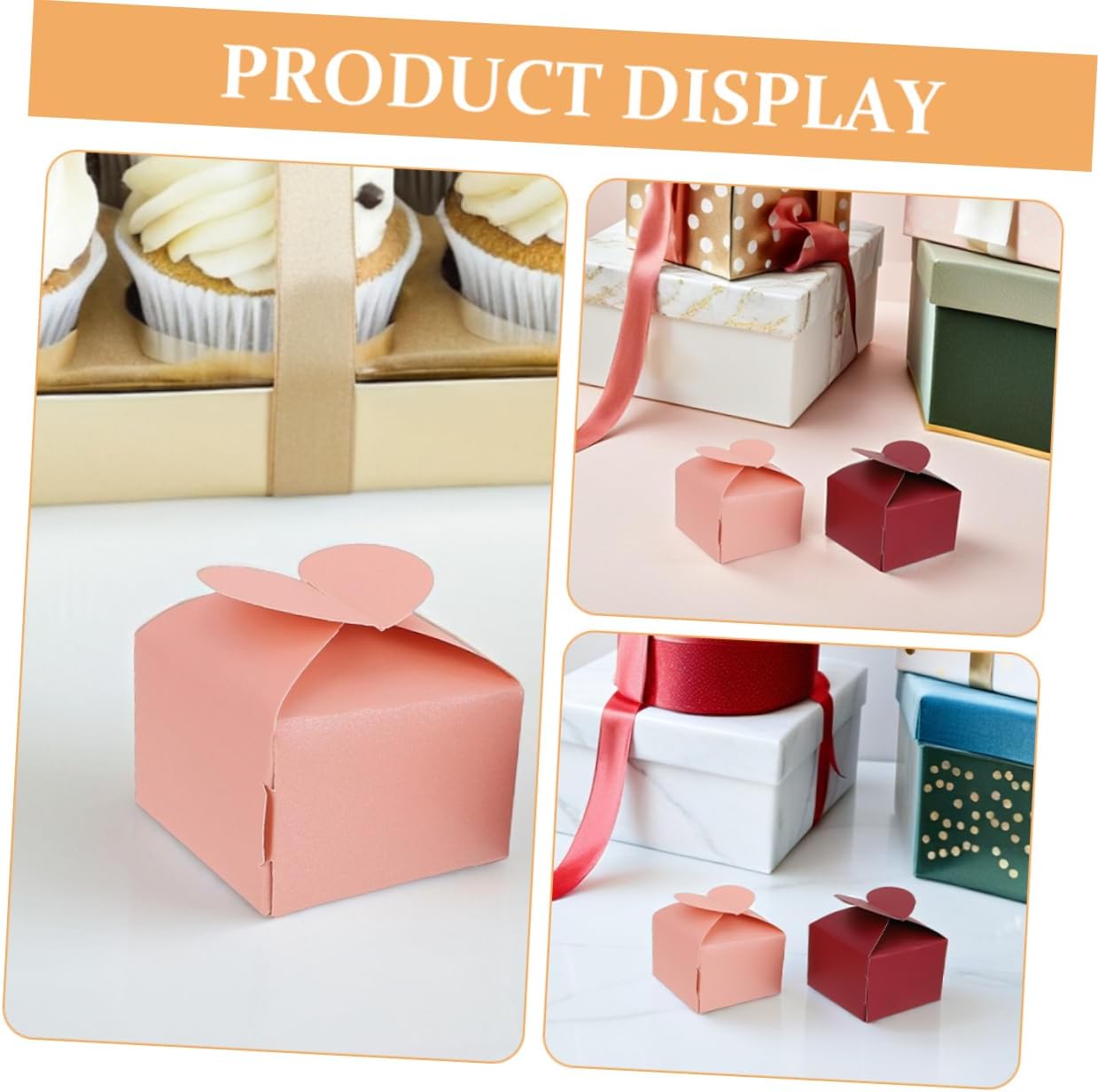 KOMBIUDA 100pcs Heart Shaped Candy Favor Boxes for Weddings and Parties