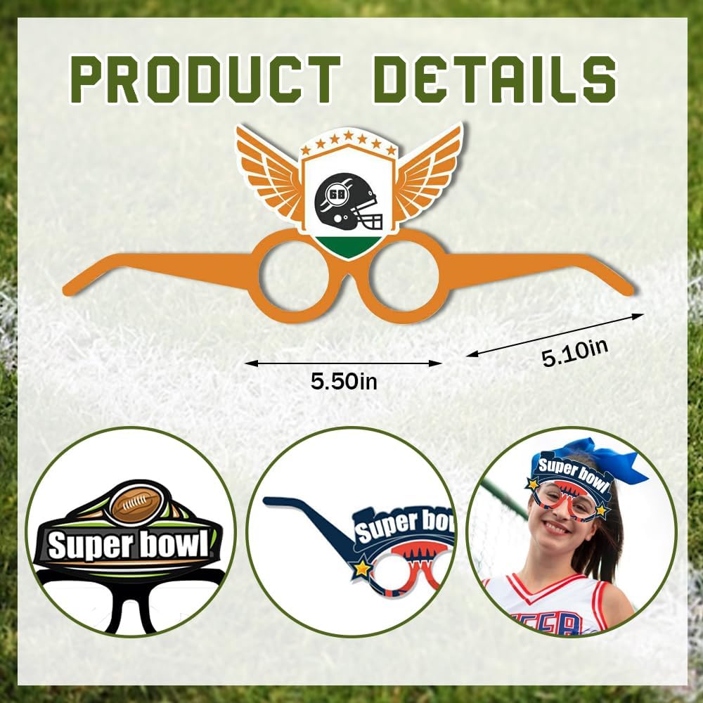 12 Pack Super Bowl Football Paper Eyeglasses