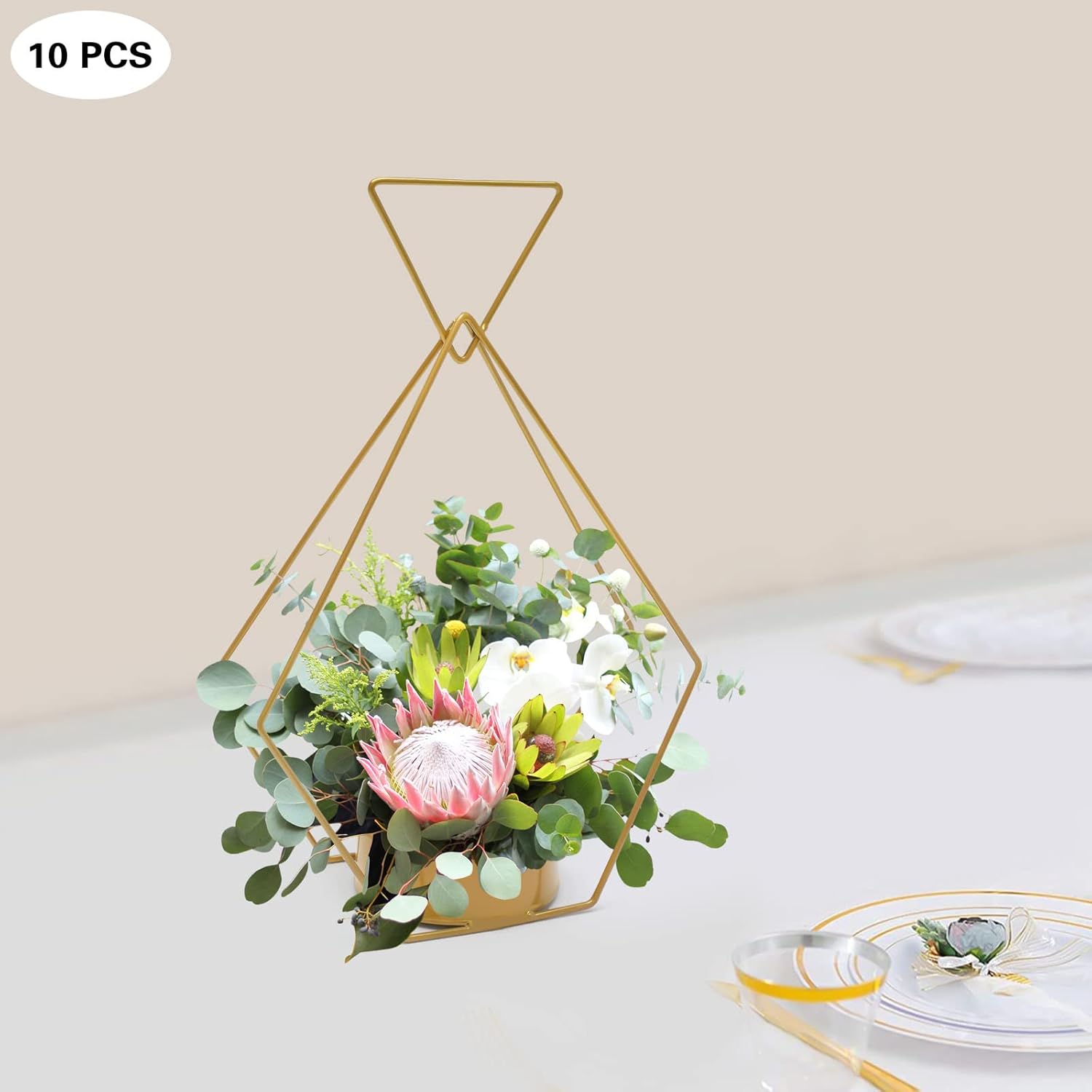 10pcs Metal Geometric Gold Centerpiece for Weddings