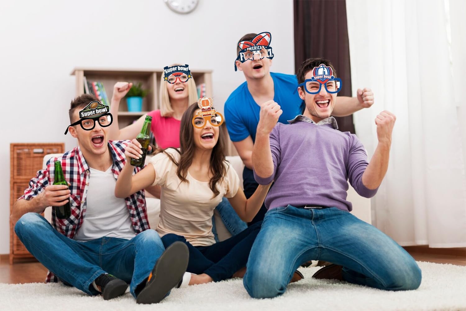 12 Pack Super Bowl Football Paper Eyeglasses