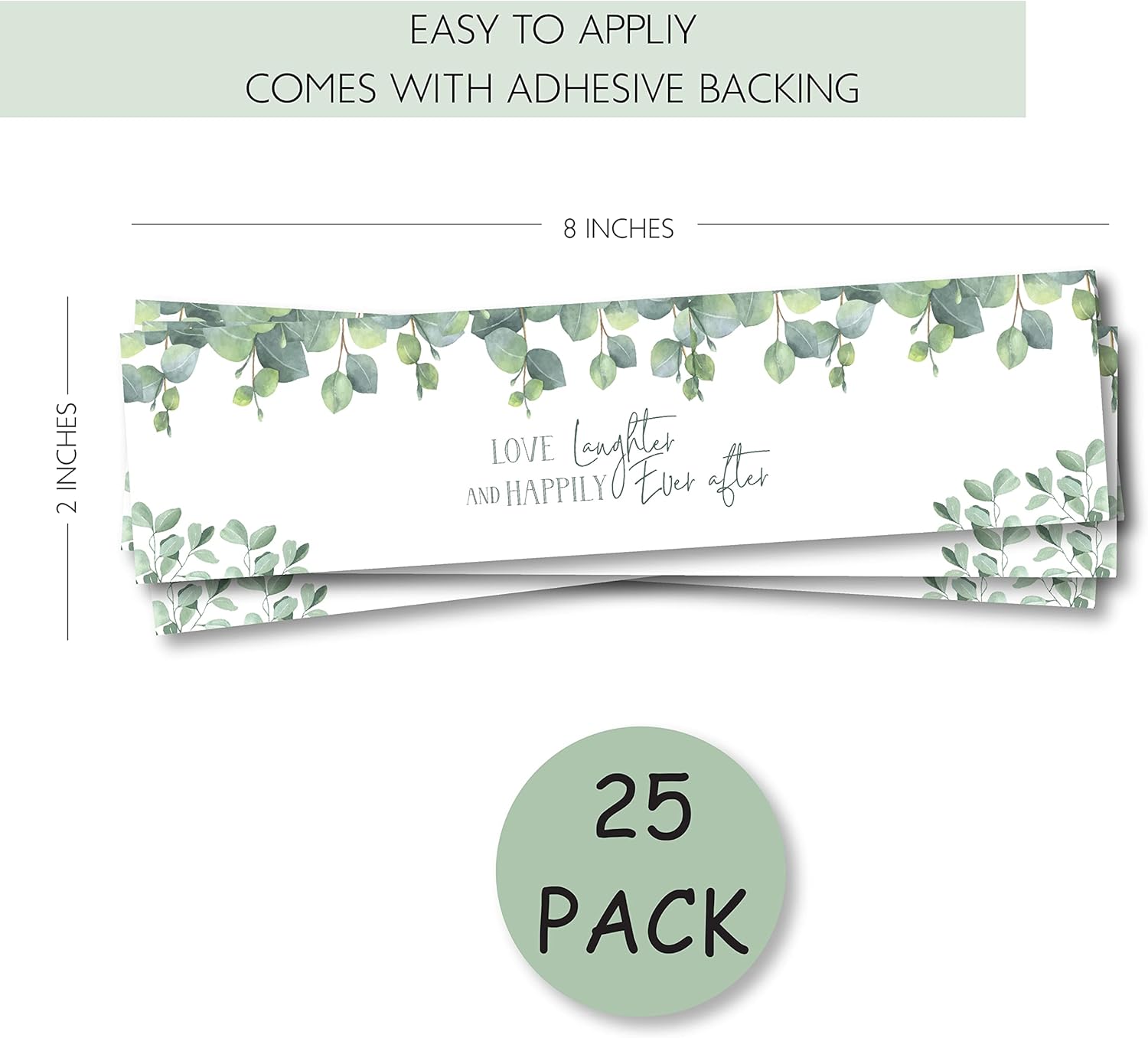 Eucalyptus Floral Water Bottle Wraps for Wedding Bridal Shower