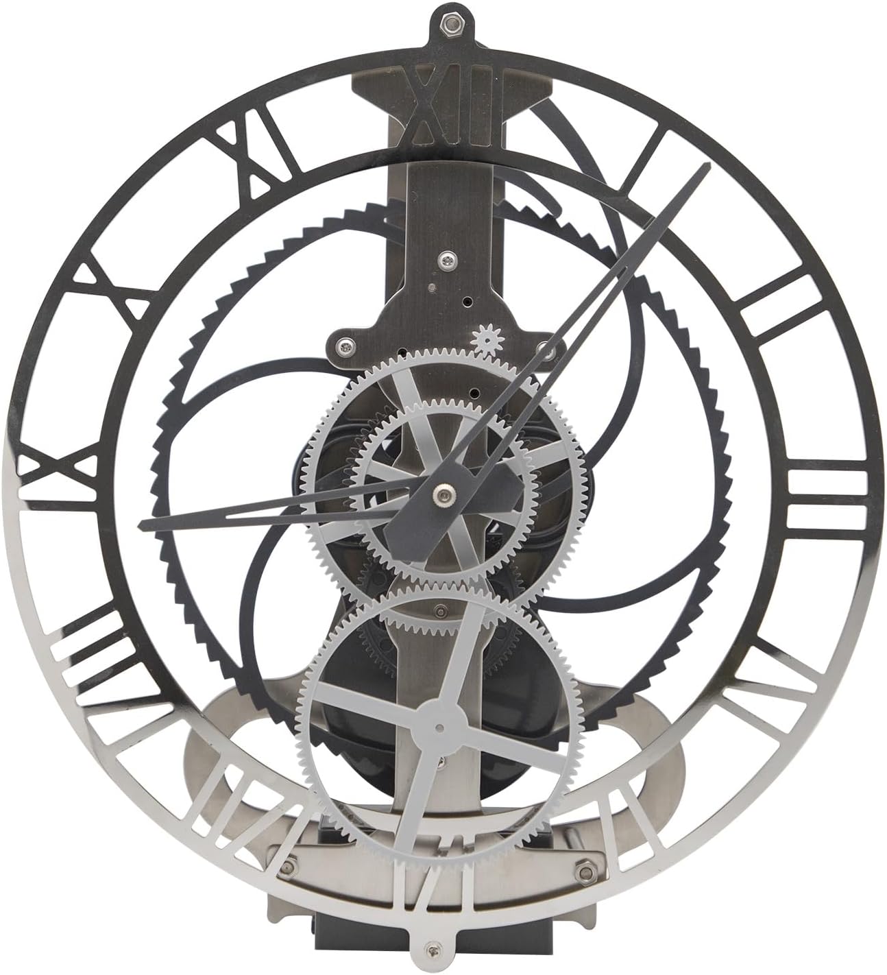 Pendulum Desk Gear Clock with Real Moving Gears Steampunk Design