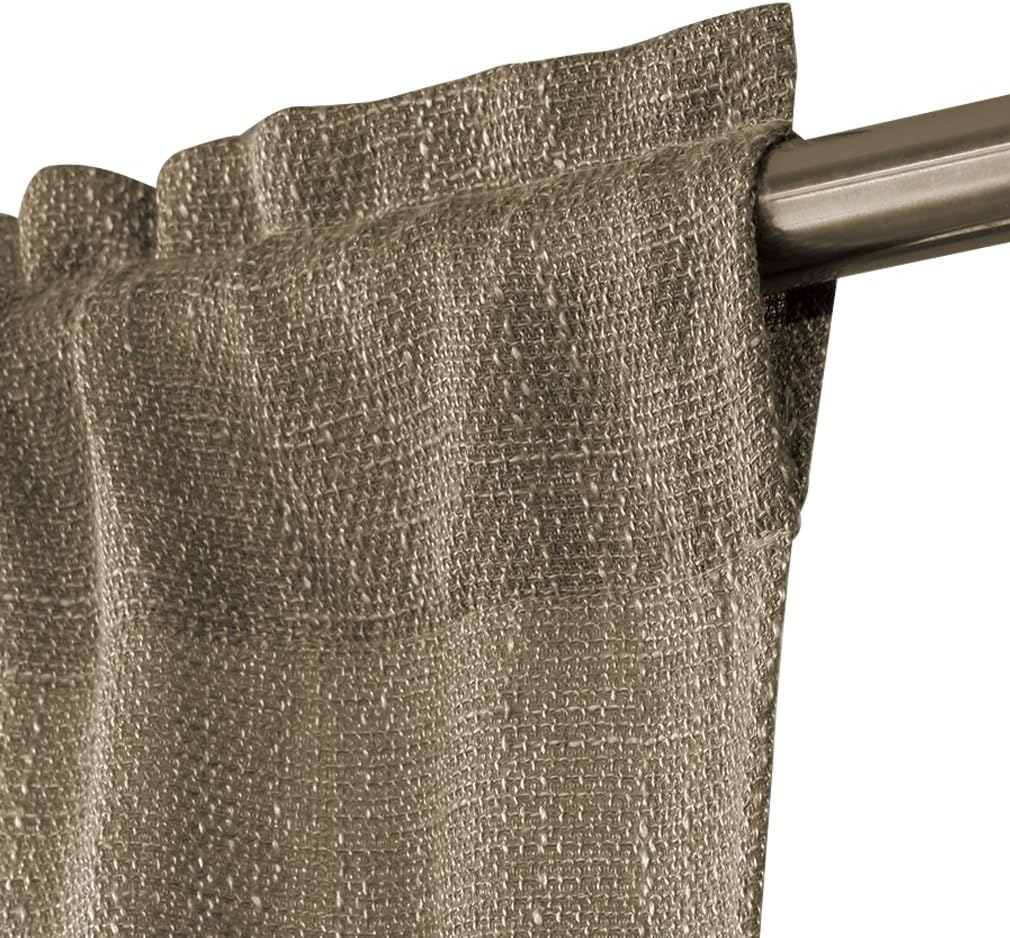 Valea Home Rustic Tan Burlap Look Valance Curtains 2 Panels