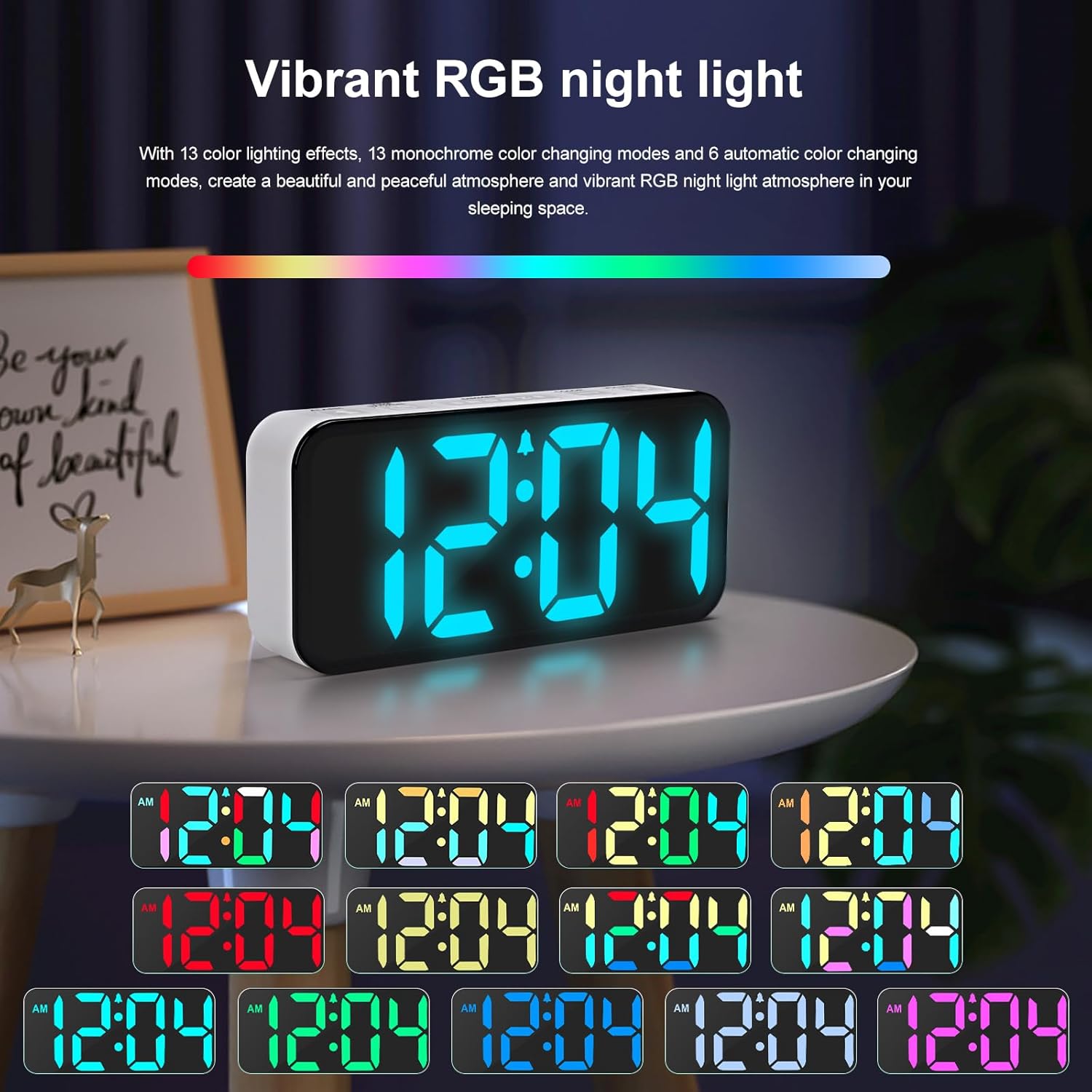 Ultra Loud Alarm Clock for Heavy Sleepers with RGB Night Light