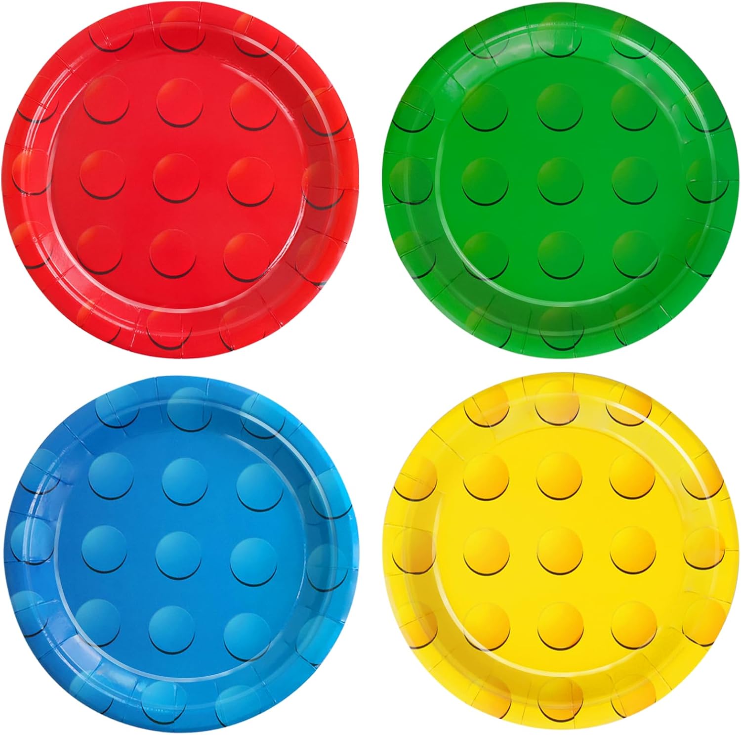 48Pcs Building Block Paper Plates for Birthday Parties