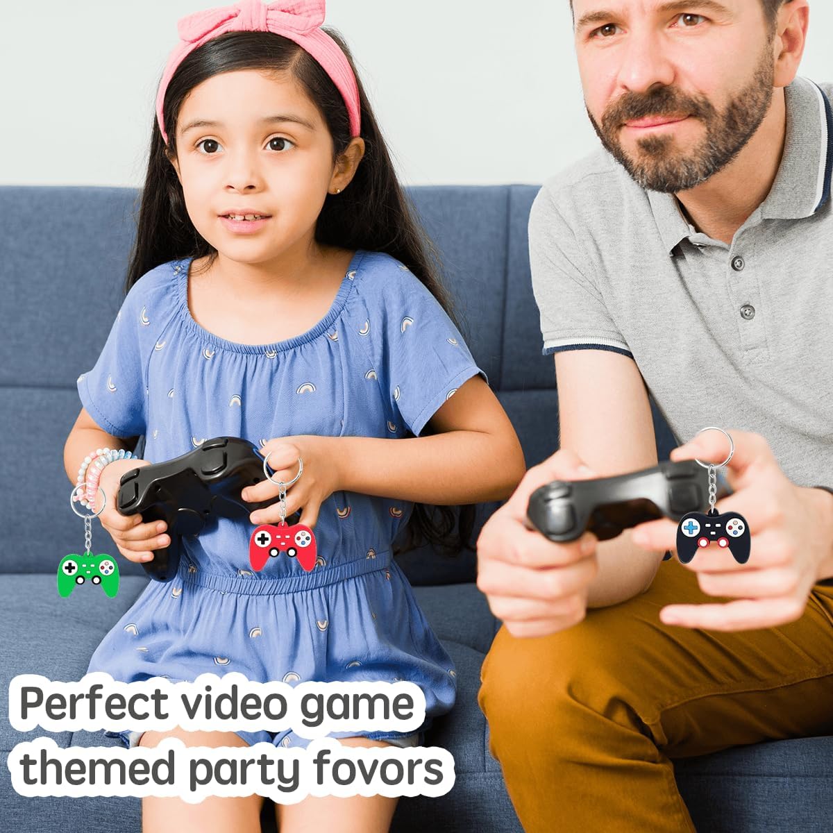24PCS Video Game Party Favors Mini Game Controller Keychains