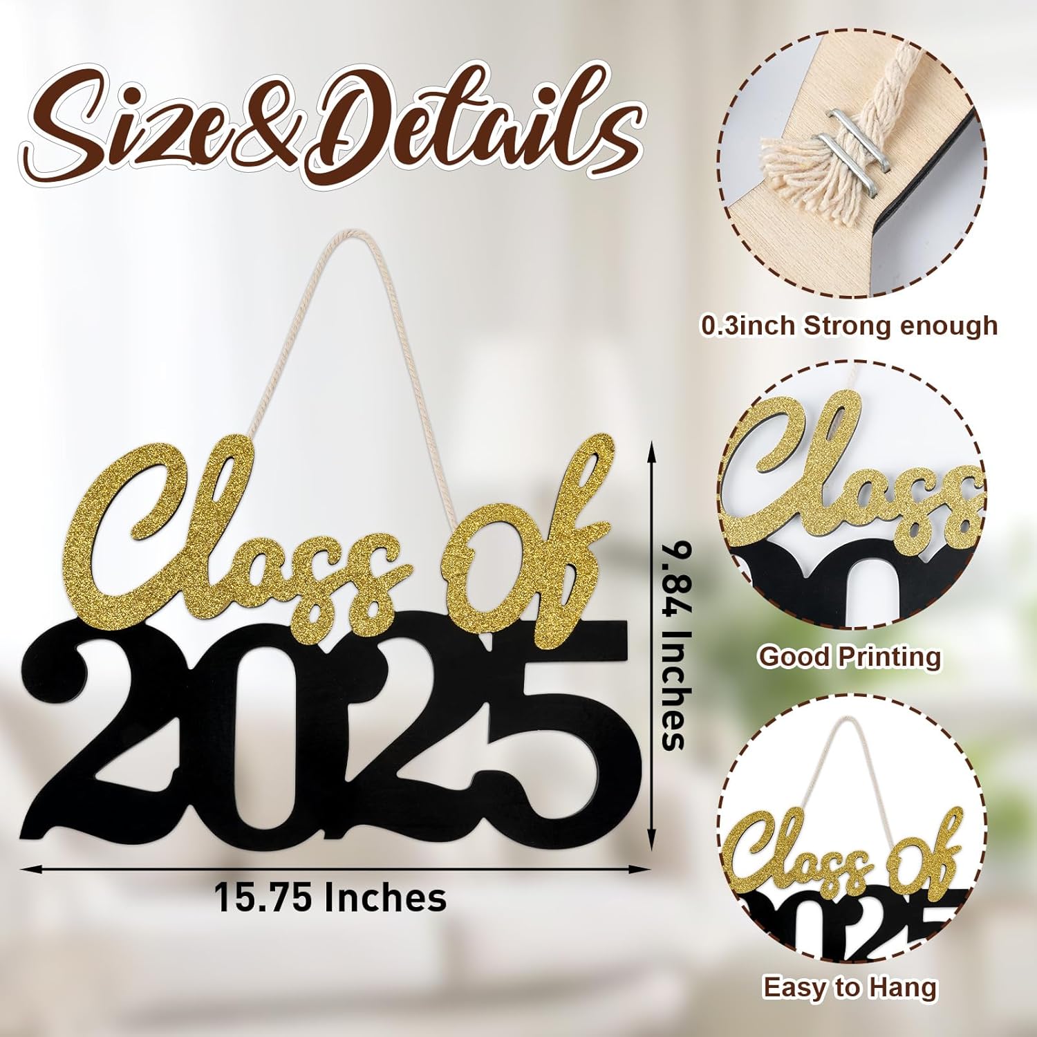 2025 Graduation Wooden Sign Gold 1575x984 Inches