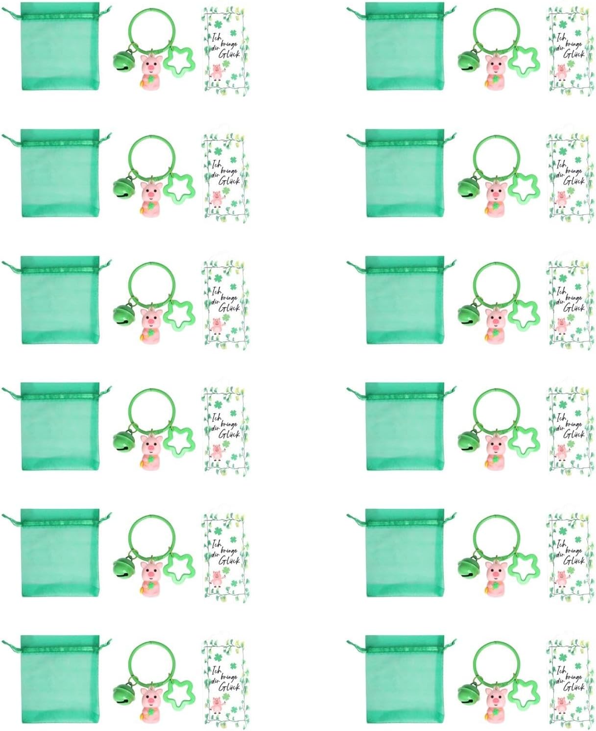 12 Piece St Patrick Day Keychain Party Favor Set