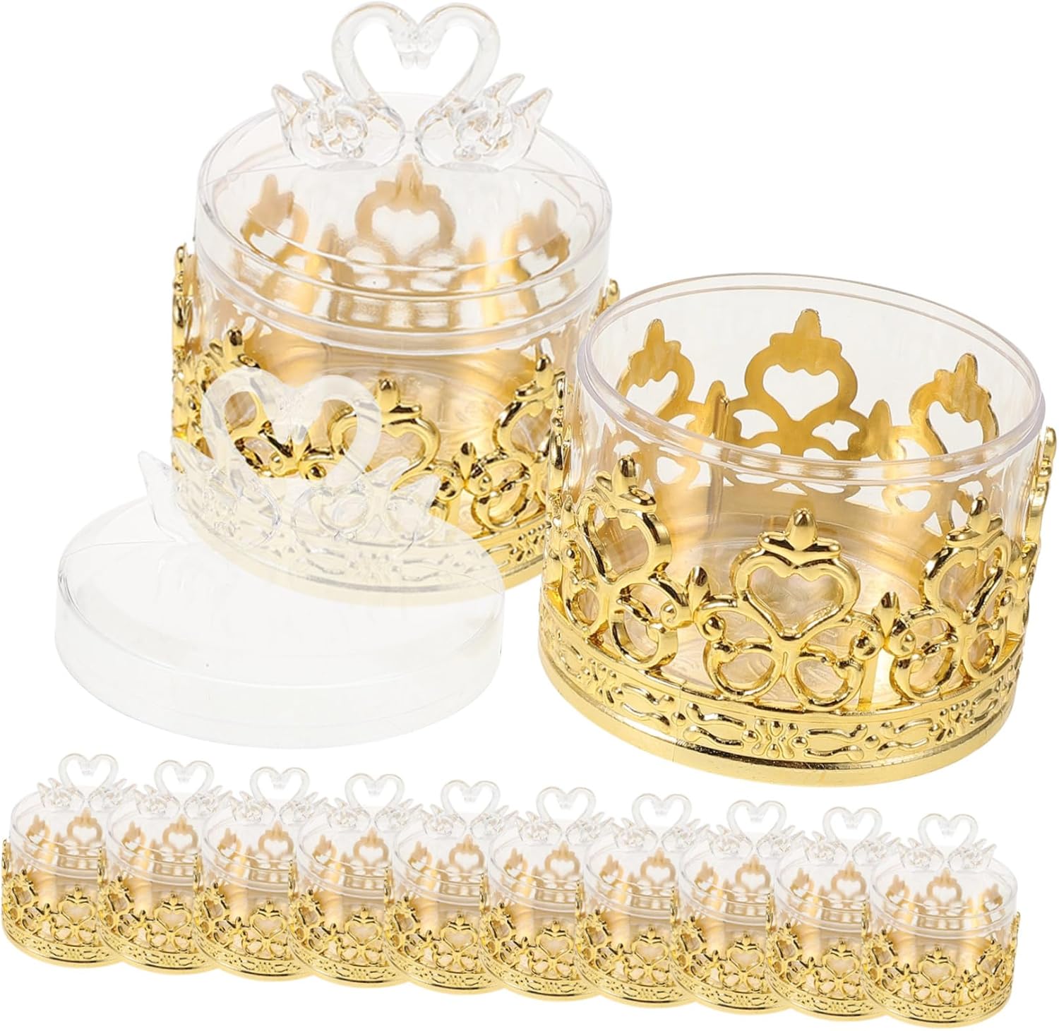 Unomor 12Pcs Clear Swan Candy Holder Party Favors Box
