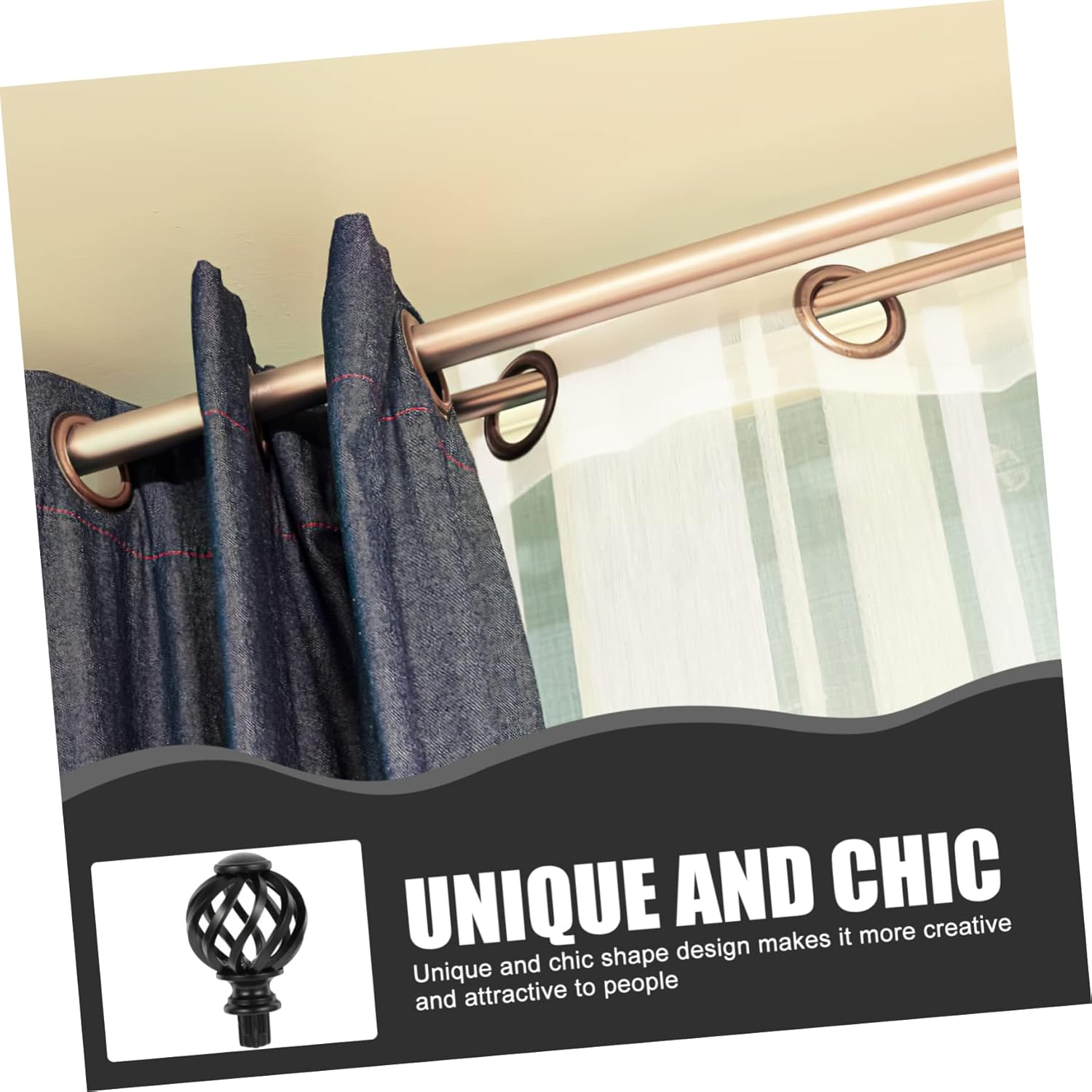 ABOOFAN 2pcs Crystal Plastic Curtain Rod Ends