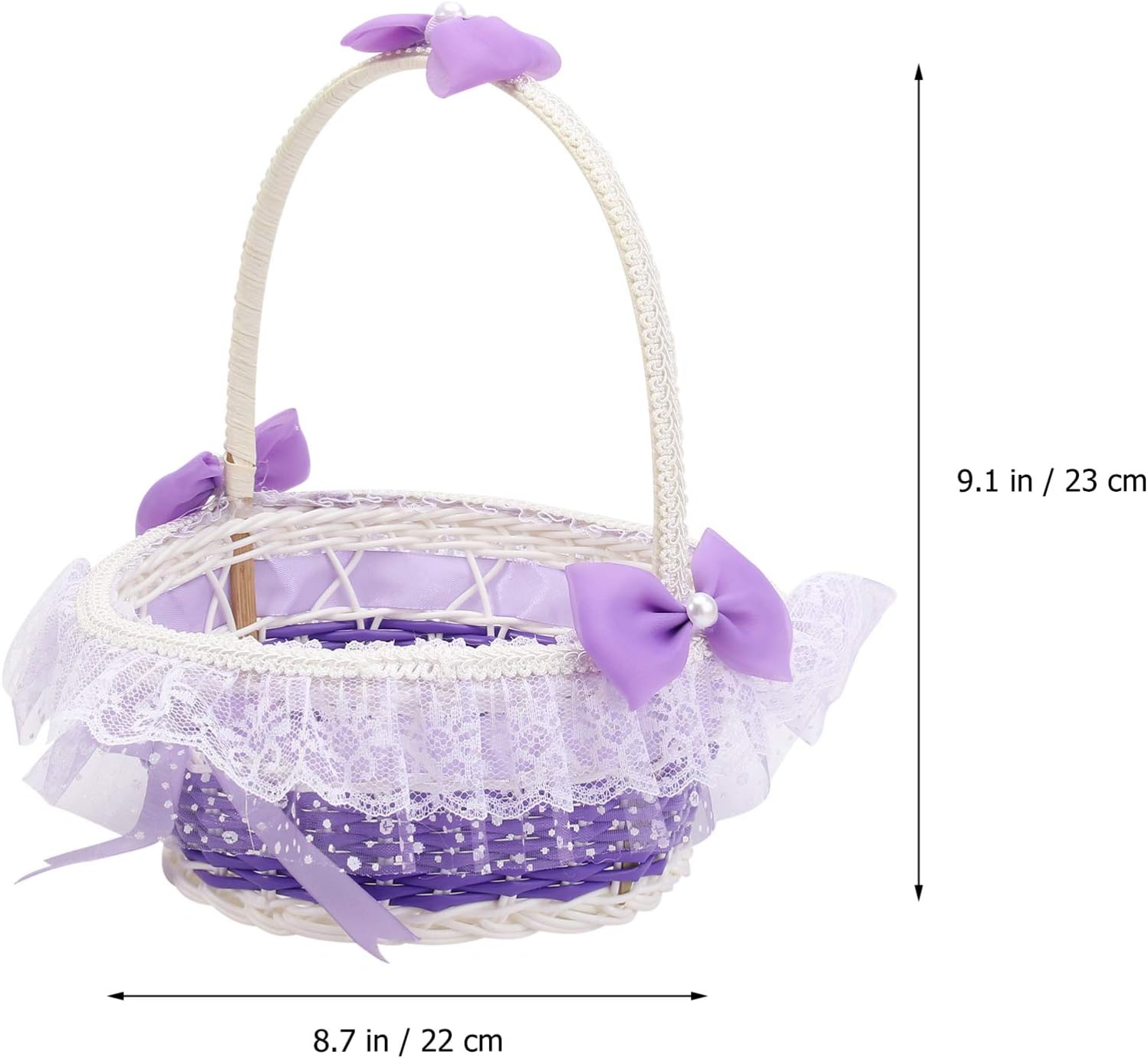 BESTOYARD Purple Flower Girl Basket with Handle and Bowknot