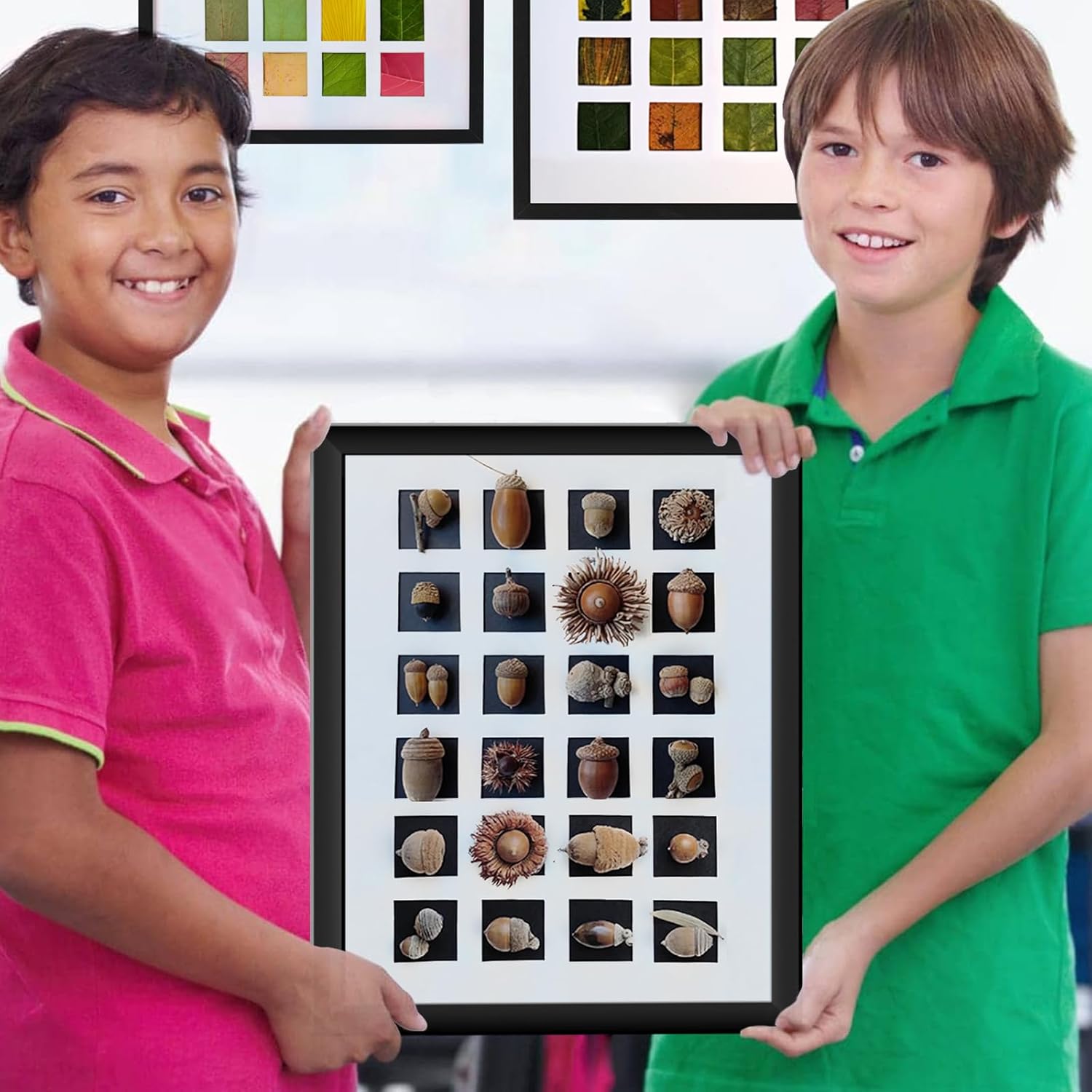 2 Pack Dried Leaf Photo Frame With Plexiglas And Stand