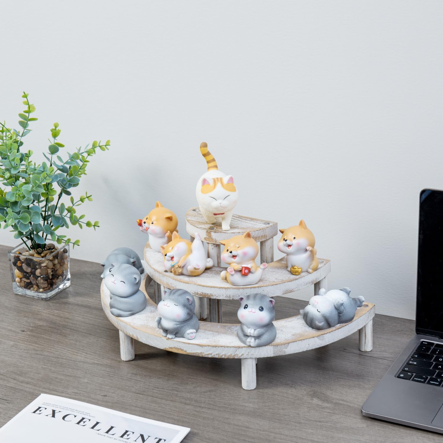 MyGift 3 Tier Wooden Display Stand Riser Set